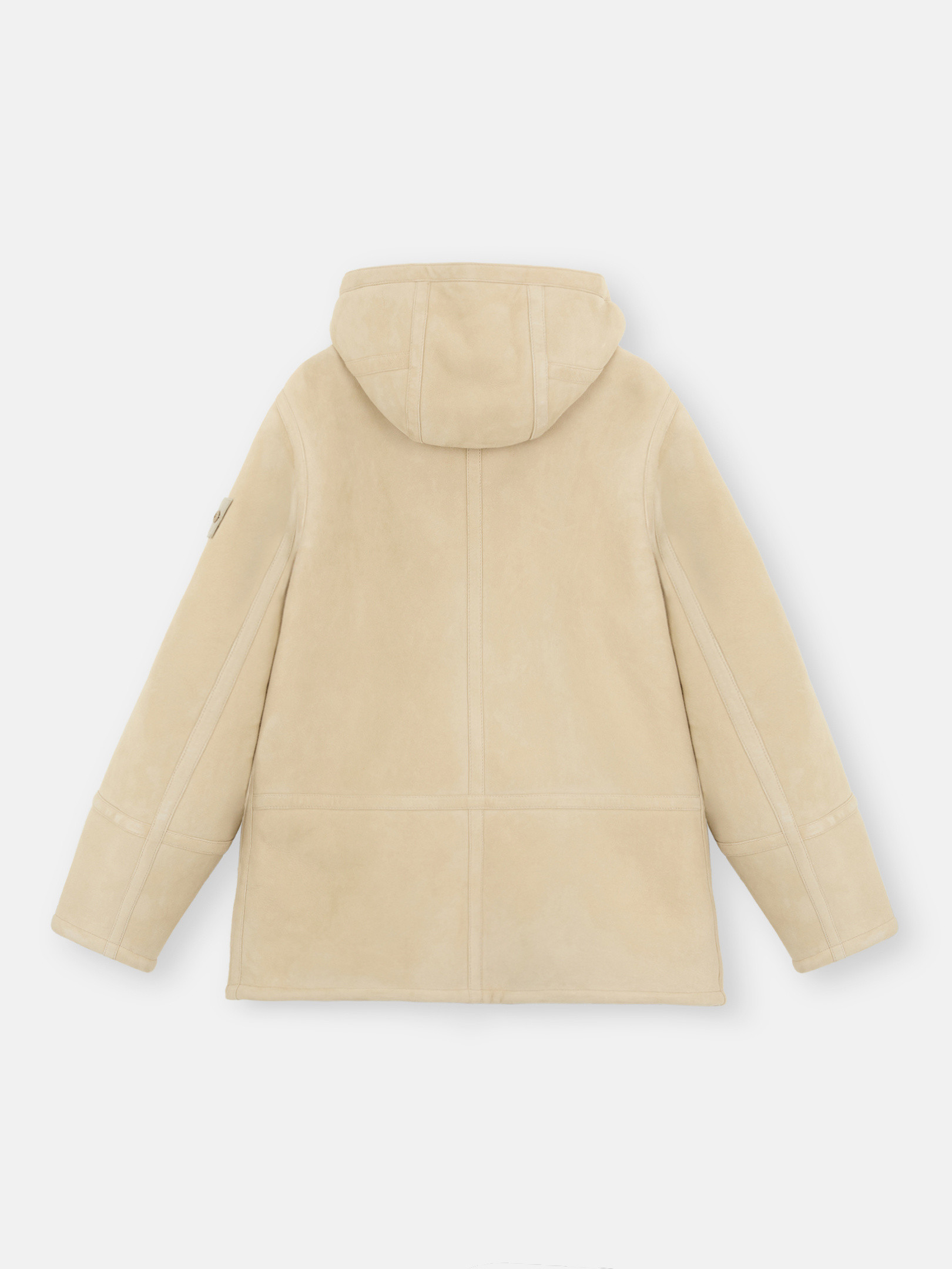 Beige 002F9 SUEDE SHEEPSKIN STONE ISLAND GHOST Hooded Jacket with Anti Drop and Zip Stone Island GB