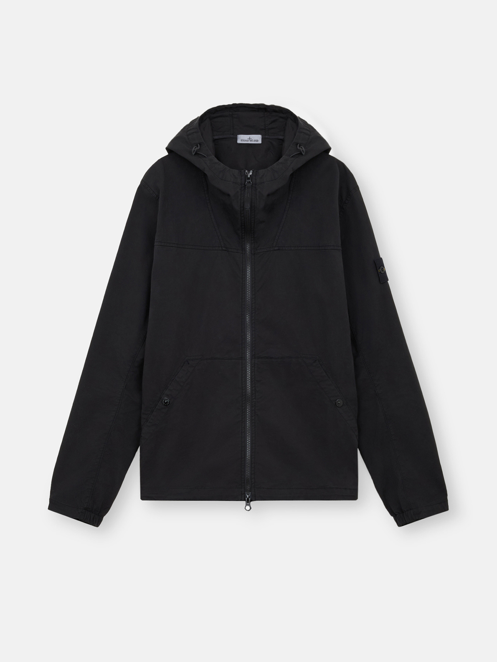 ブラック 10110 SUPIMA® COTTON TWILL STRETCH-TC オーバーシャツ ファスナー開閉 フード付き | Stone  Island JP