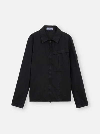 Black 103WN BRUSHED ORGANIC COTTON CANVAS 'OLD' EFFECT Overshirt with  Zipper Fastening | Stone Island US