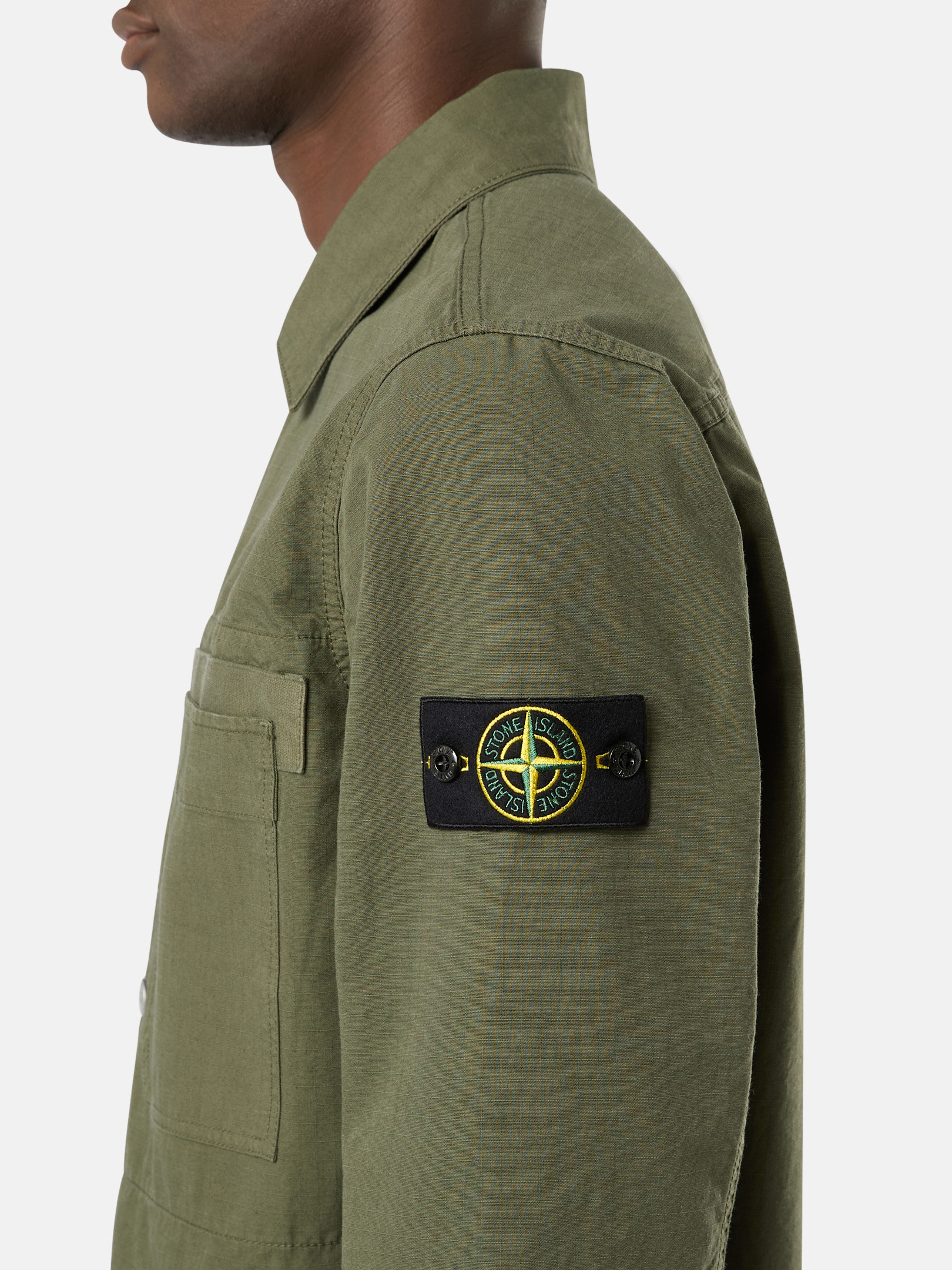 Musk Green 11412 COTTON RIPSTOP Overshirt with Button Fastening 