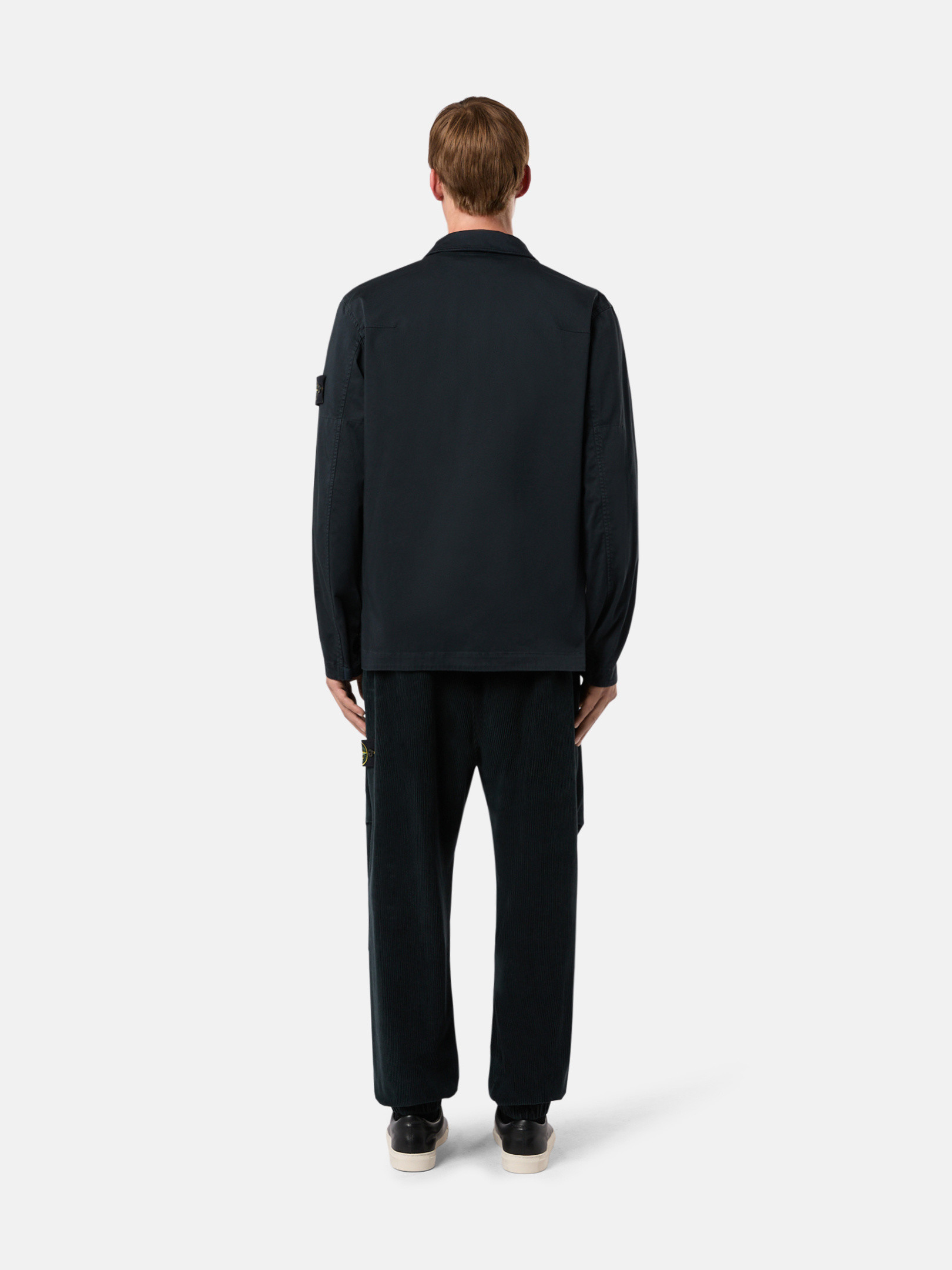 Navy Blue 12808 ORGANIC STRETCH COTTON SATIN Overshirt with