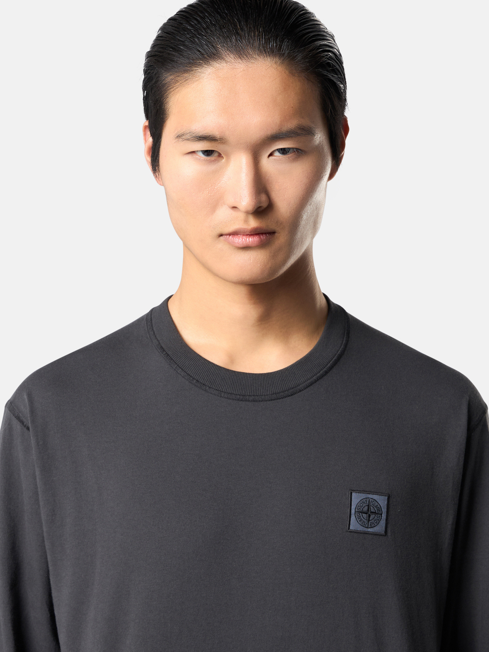 スチールグレー Tシャツ ロングスリーブ スリムフィット 21857