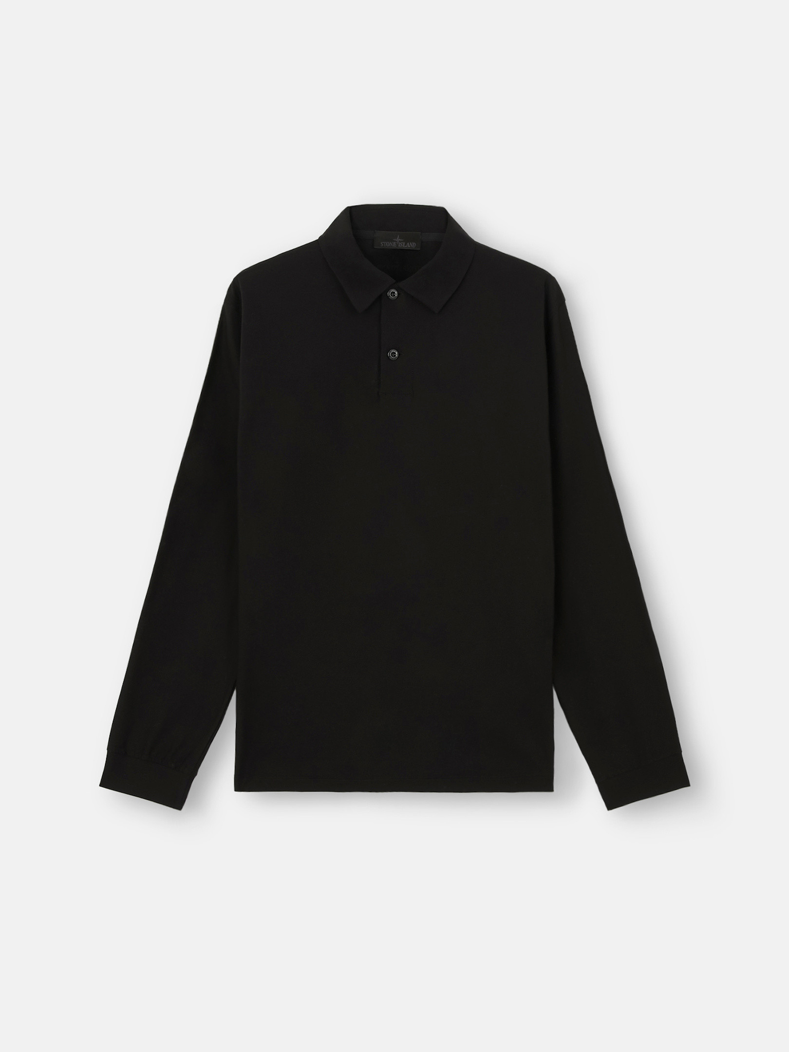 Black 221F8 MERCERIZED COTTON JERSEY STONE ISLAND GHOST Slim Fit Long Sleeve Polo Shirt Stone Island GB