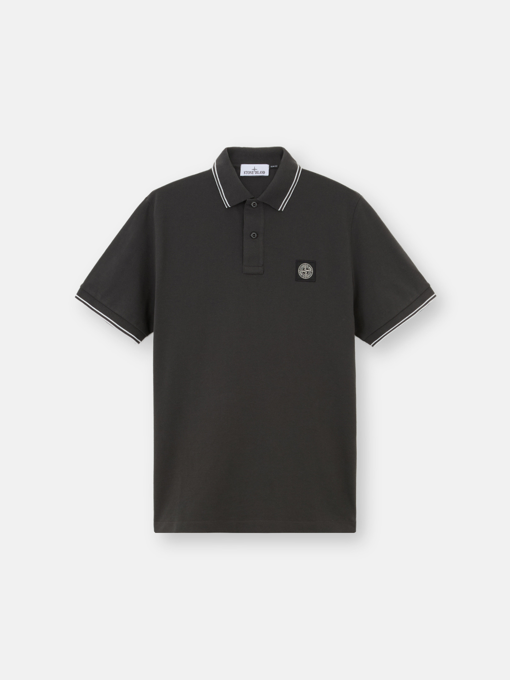 Lead Grey 2SC18 STRETCH ORGANIC COTTON PIQUE Slim Fit Short Sleeve Polo Shirt Stone Island GB