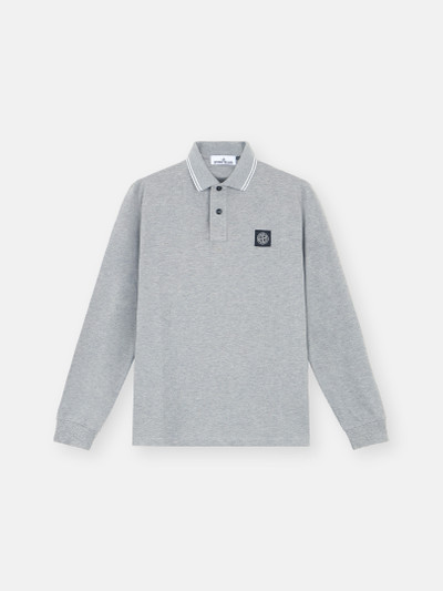 Dust Melange 2SL18 STRETCH ORGANIC COTTON PIQUE Slim Fit Long Sleeve Polo Shirt Stone Island GB