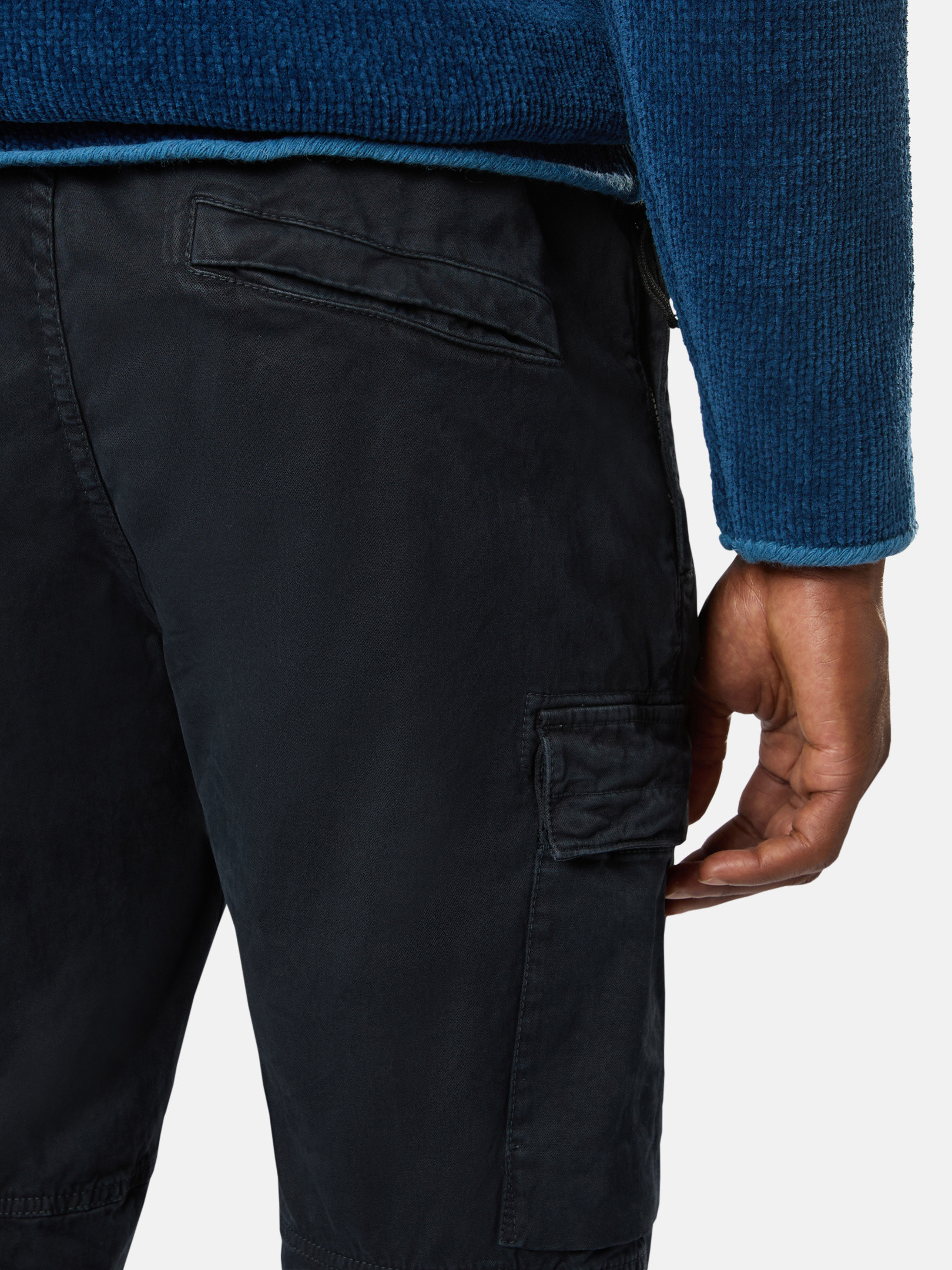 Navy Blue 313L1 STRETCH BROKEN TWILL ORGANIC COTTON 'OLD