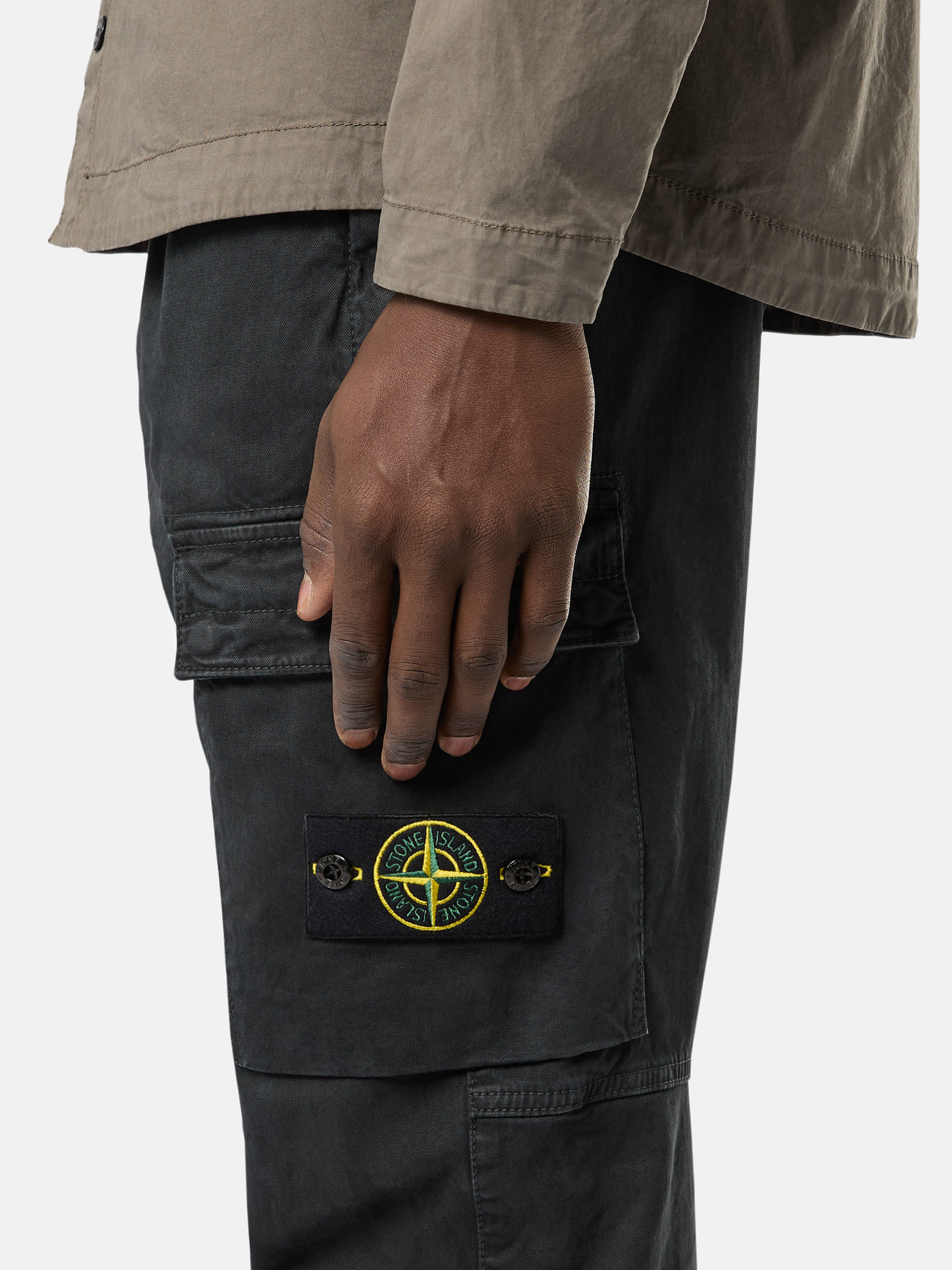 Black 313L1 STRETCH BROKEN TWILL ORGANIC COTTON 'OLD' EFFECT