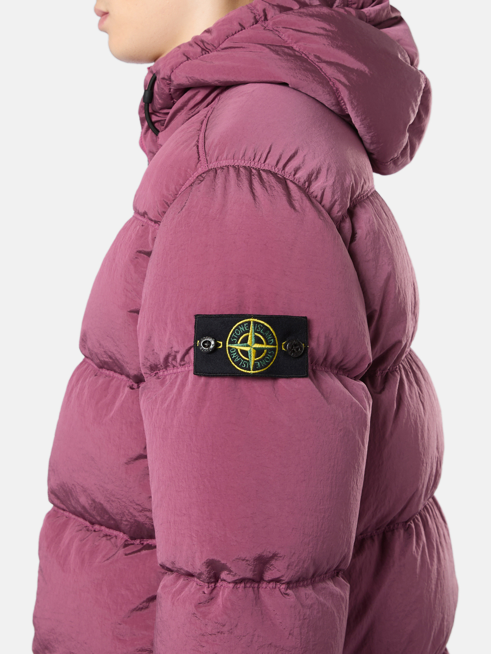 Onion Rose 41419 NYLON METAL IN ECONYL Hooded Down Jacket with Anti Drop Stone Island NL