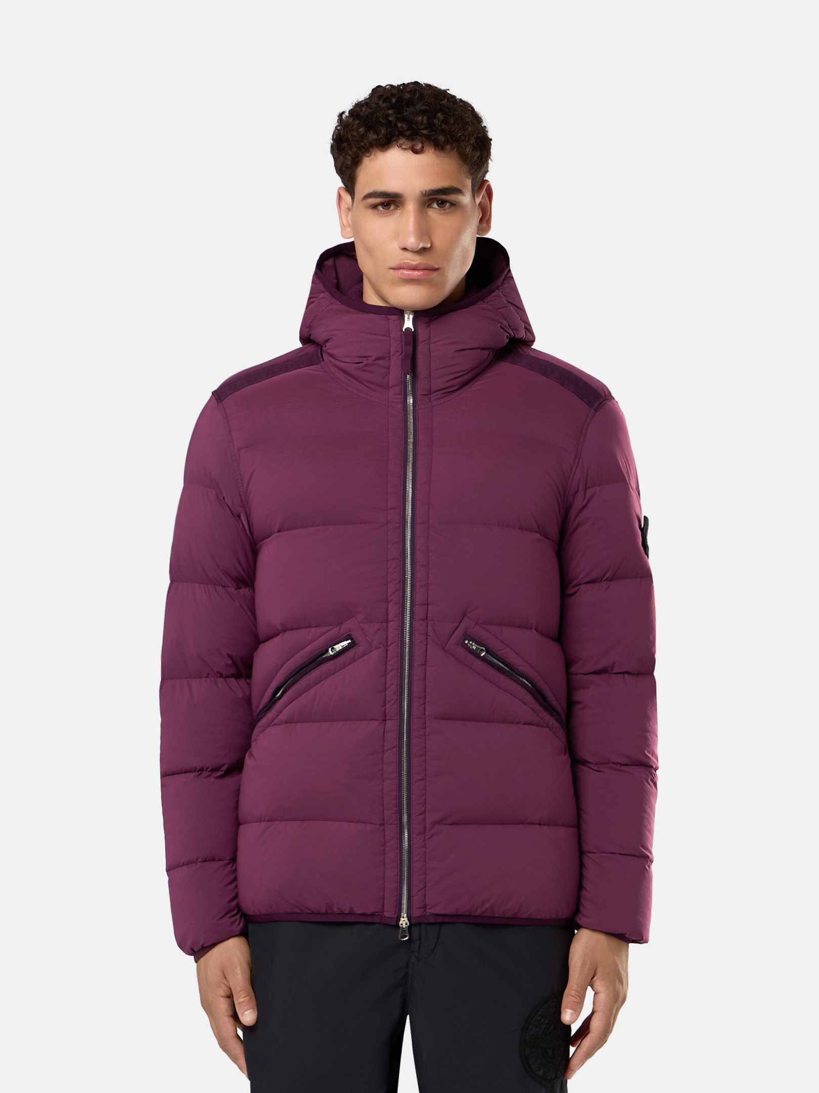 Stone island purple puffer jacket on sale