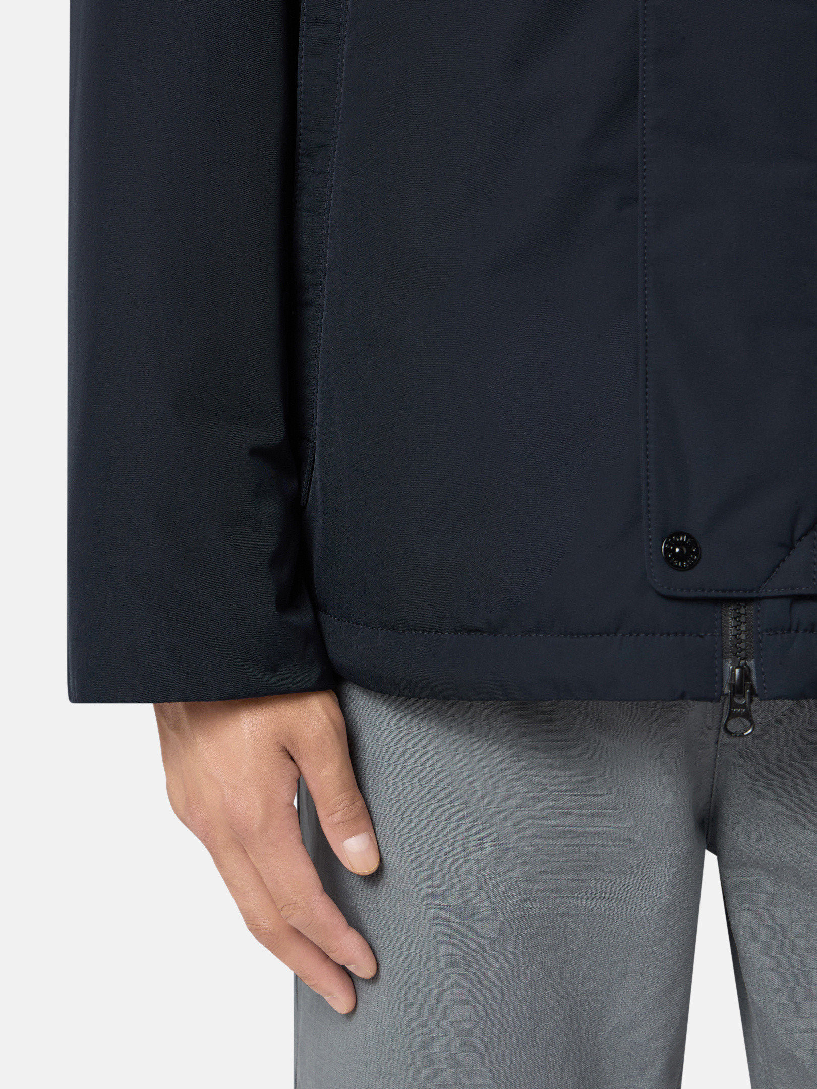 Navy Blue 43426 POLYESTER MICRO TWILL Hooded Jacket with Anti-Drop 