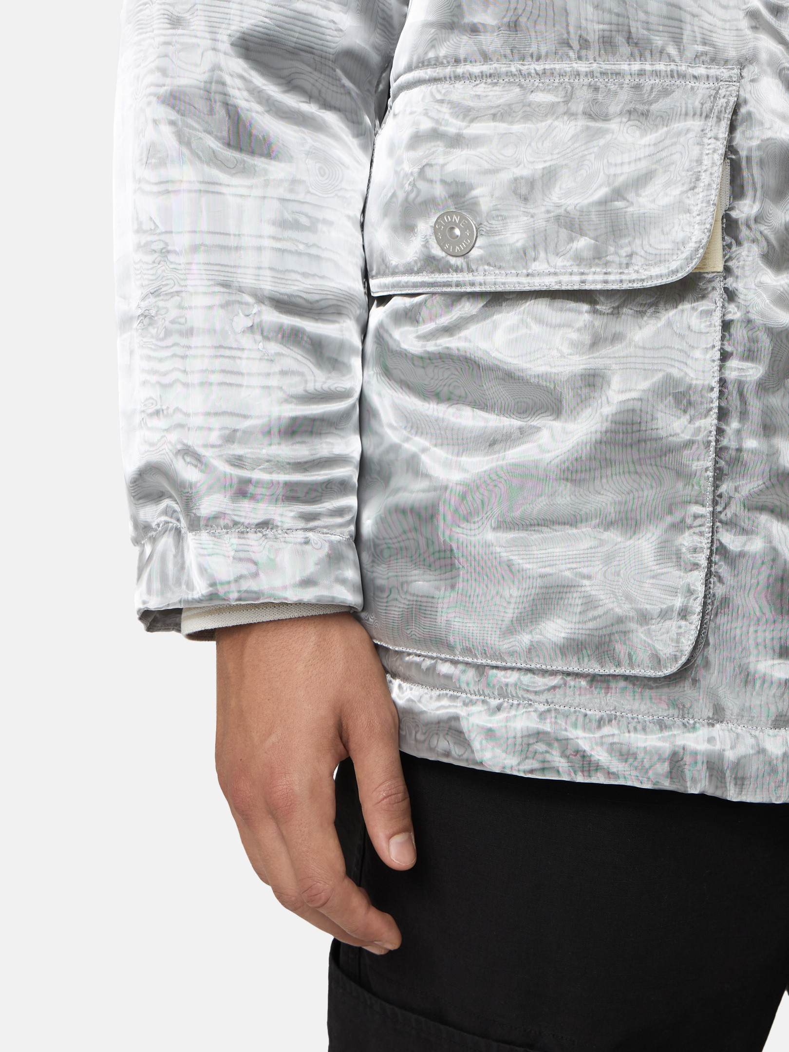 Grey 45799 METAL MESH PVD NANOTECHNOLOGY Padded Jacket with