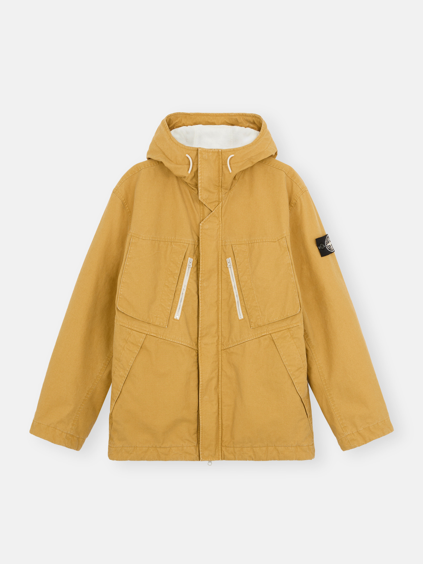 マスタード 459T1 PANAMA RECYCLED OXIDE PLATING ジャケット ドローストリング入りフード付き | Stone  Island JP