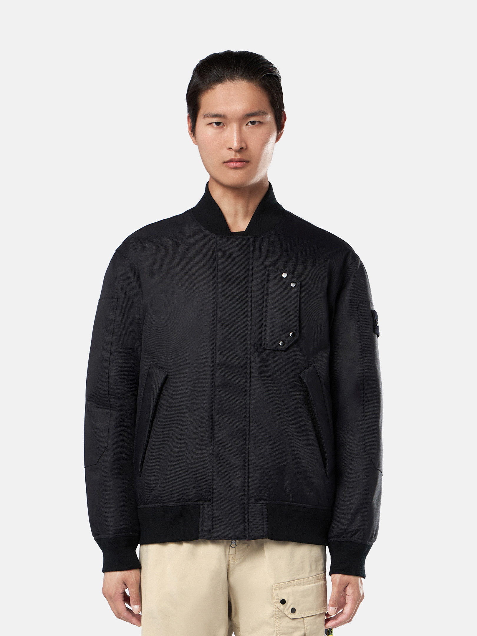 Stone island black bomber jacket deals