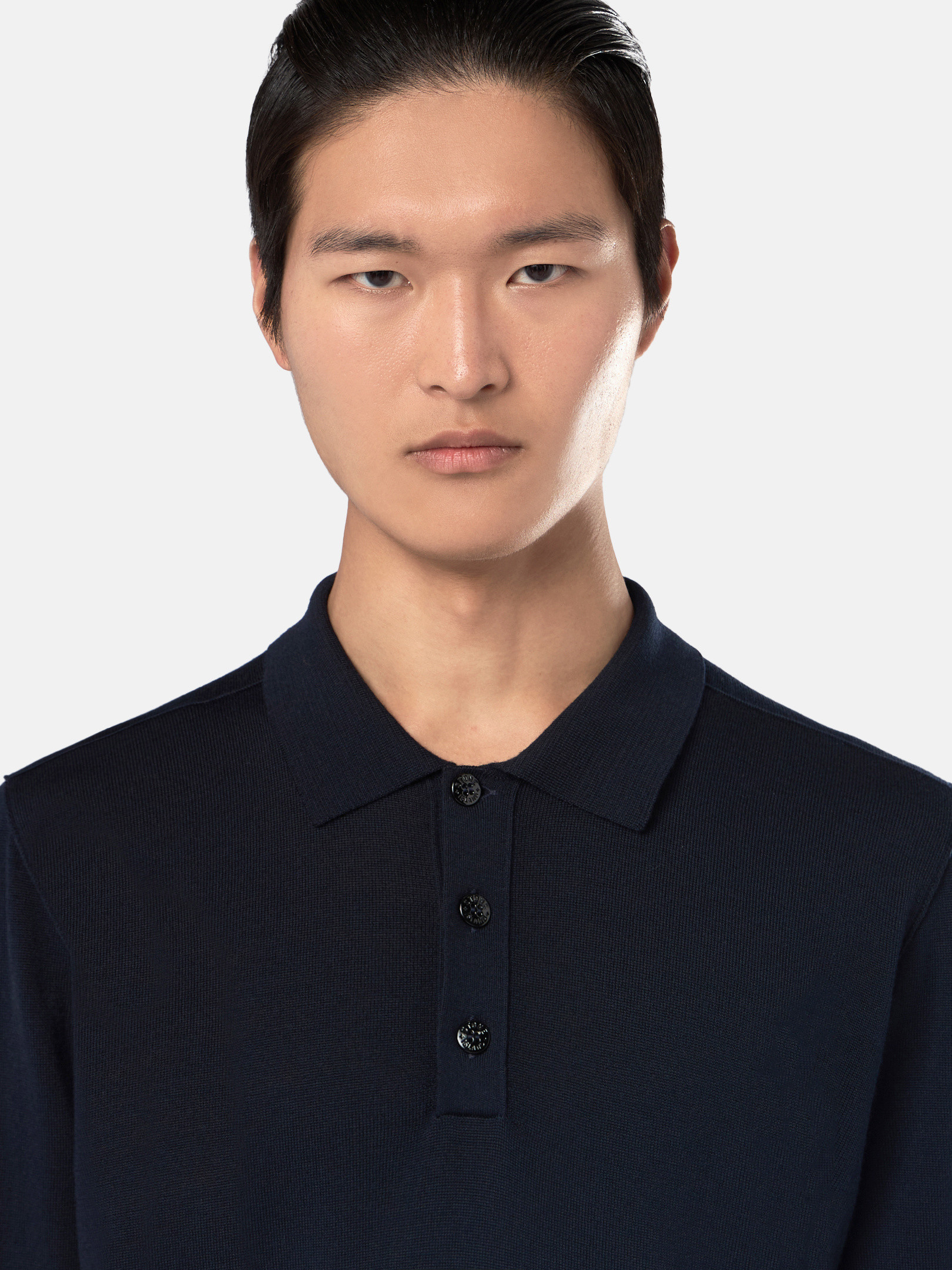 Meeresblau 502C4 LIGHT PURE RWS WOOL Poloshirt mit  