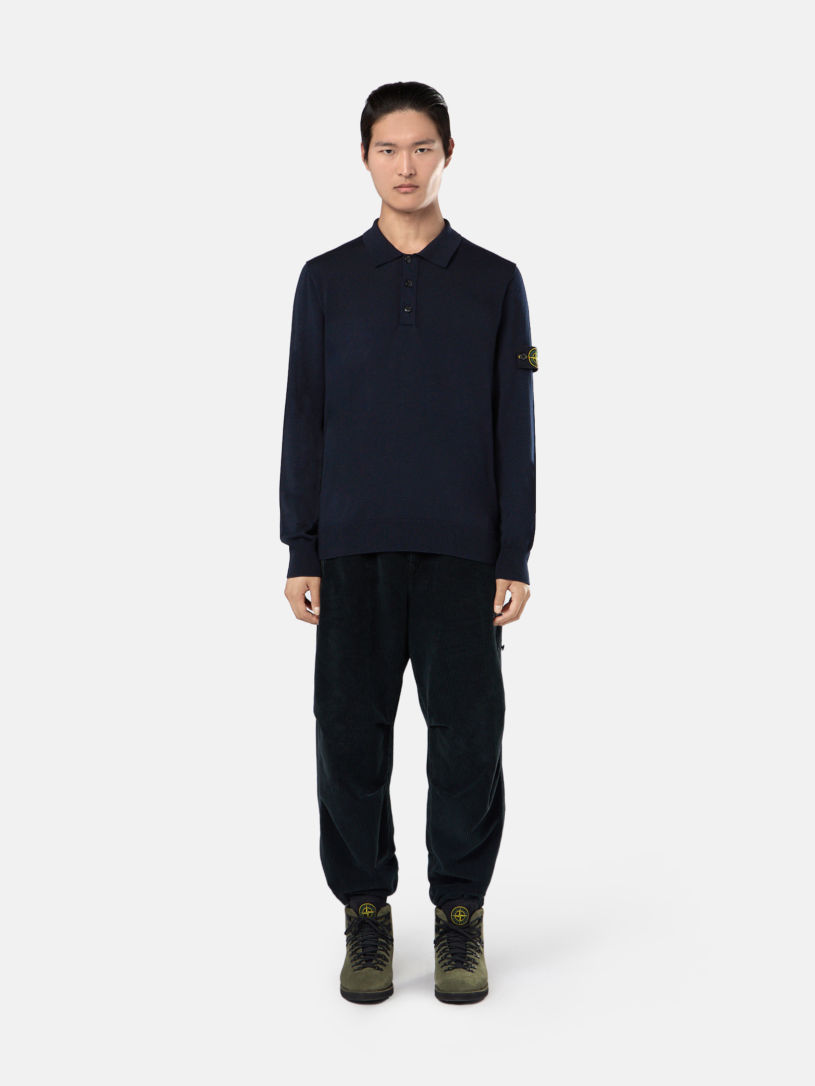 Meeresblau 502C4 LIGHT PURE RWS WOOL Poloshirt mit  