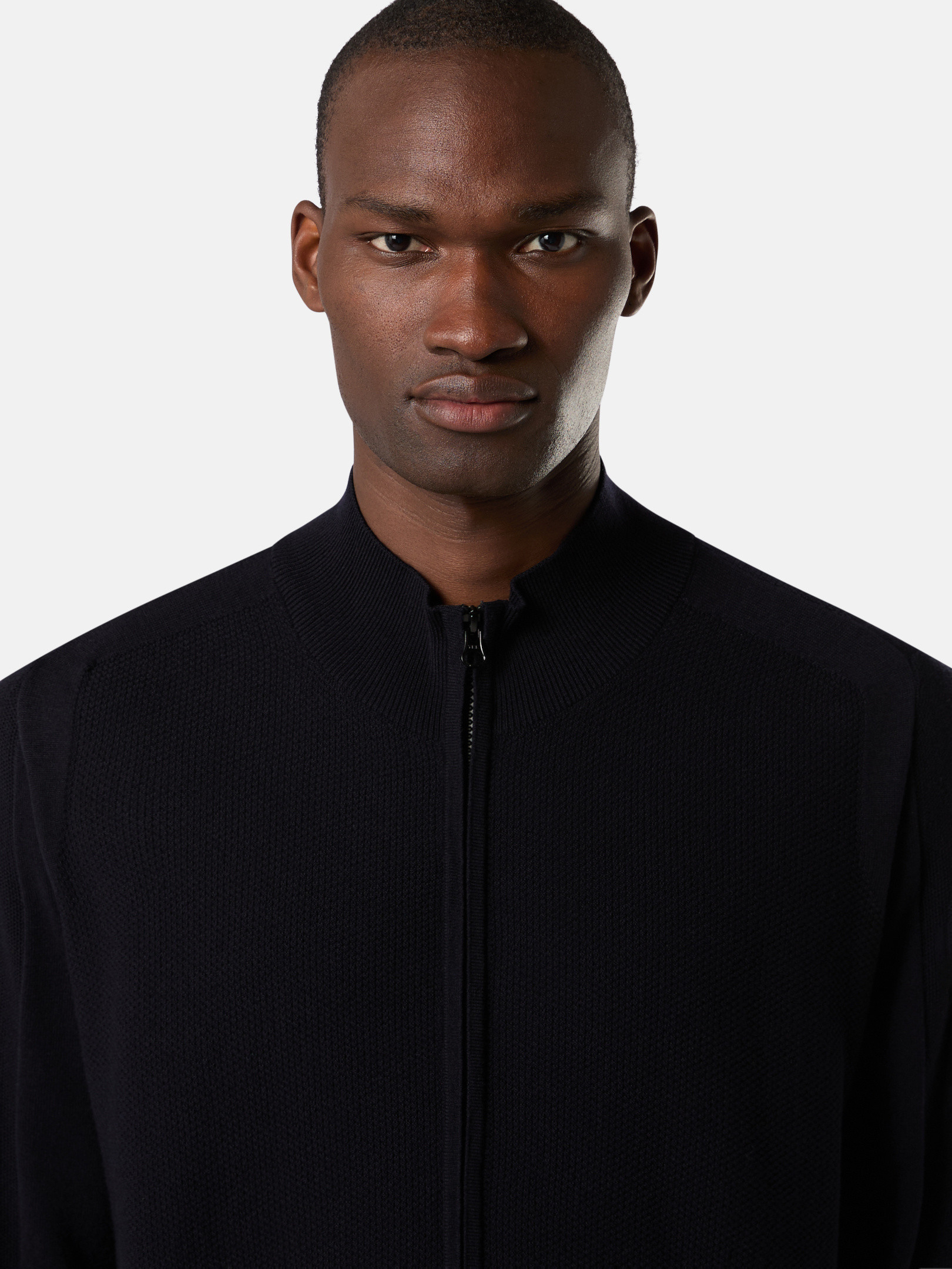 Meeresblau 504A4 STRETCH RWS WOOL Strickjacke mit Reißverschluss  