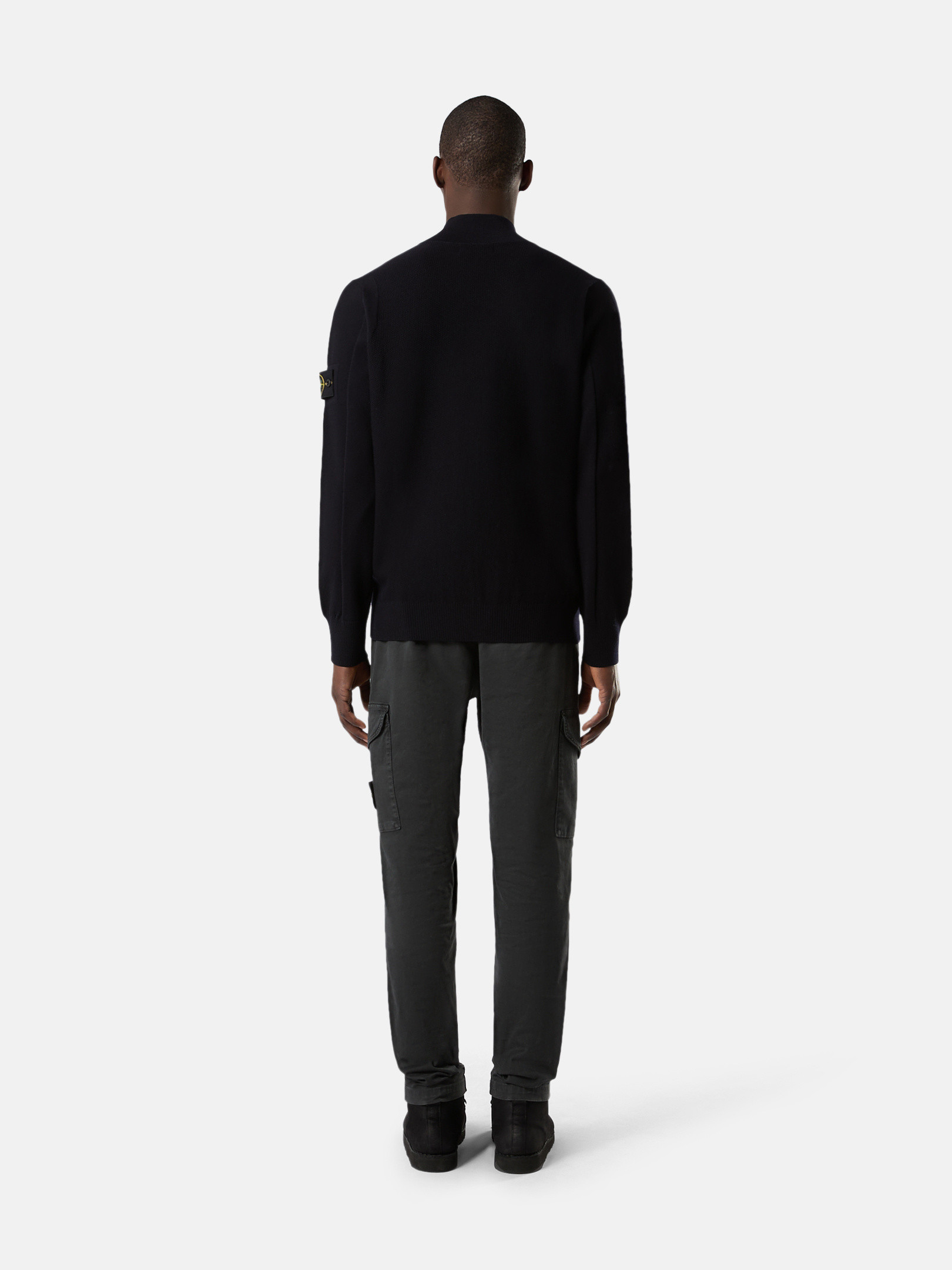 Meeresblau 504A4 STRETCH RWS WOOL Strickjacke mit Reißverschluss  