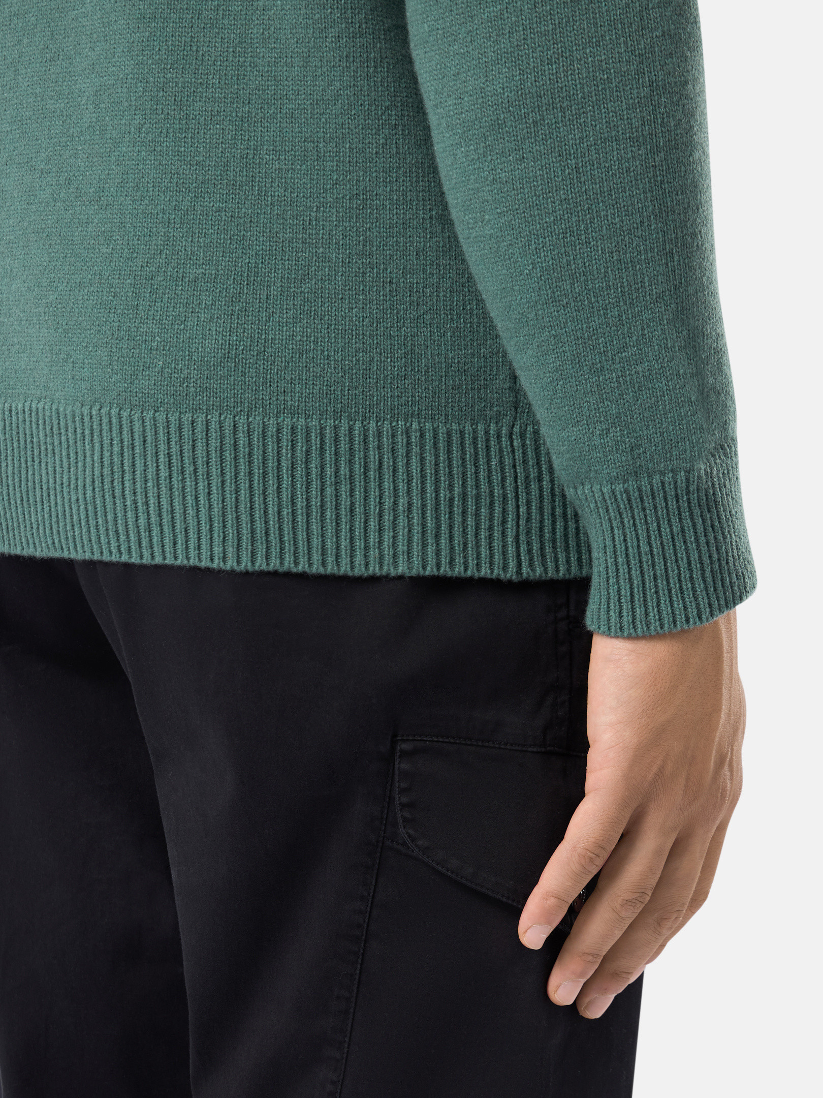 Salbeigrün 508A3 LAMBSWOOL Gerippter Pullover mit Strickdetails 