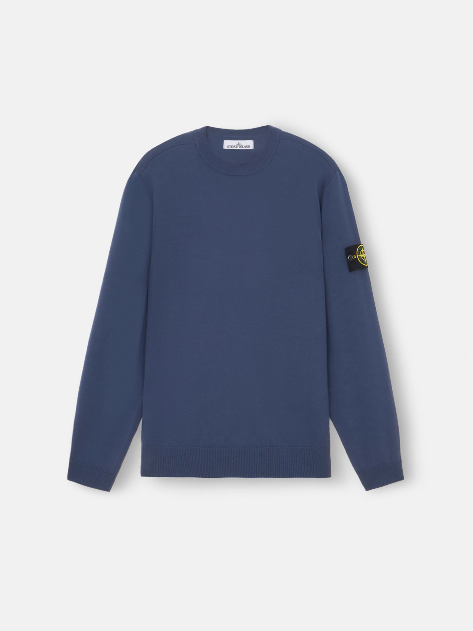 Mid Blue 510C4 LIGHT PURE RWS WOOL Crewneck Sweater with Ribbing Stone Island GR