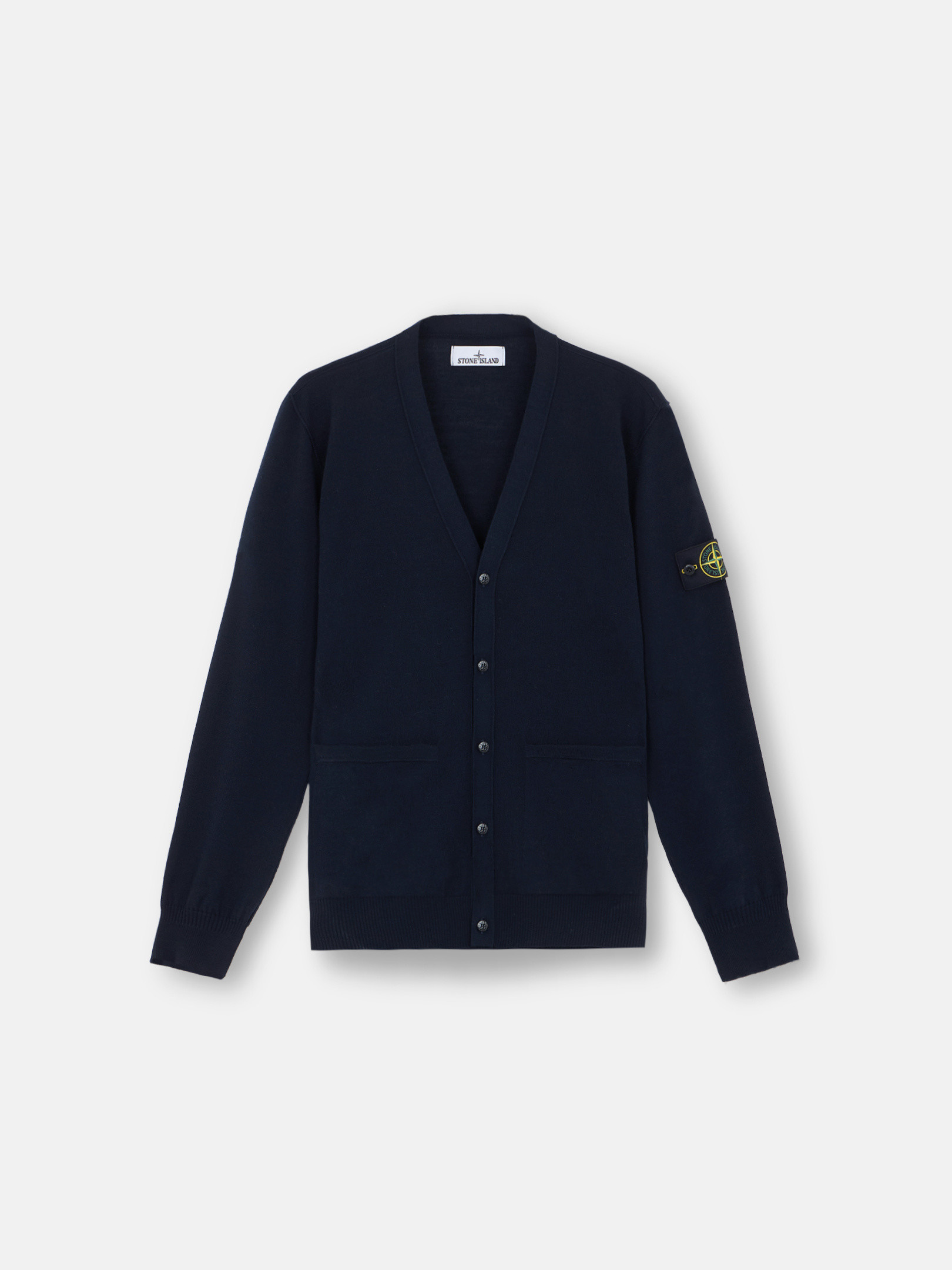 Navy Blue 511C4 LIGHT PURE RWS WOOL Cardigan with V-Neckline and 