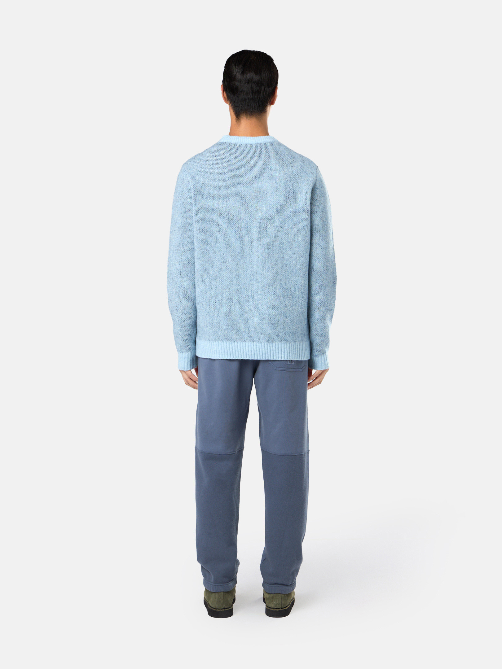 Mid Blue 522D1 GAUZED EFFECT WOOL BLEND Loose Fit Crewneck Mid Blue 522D1 GAUZED EFFECT WOOL BLEND Loose Fit Crewneck