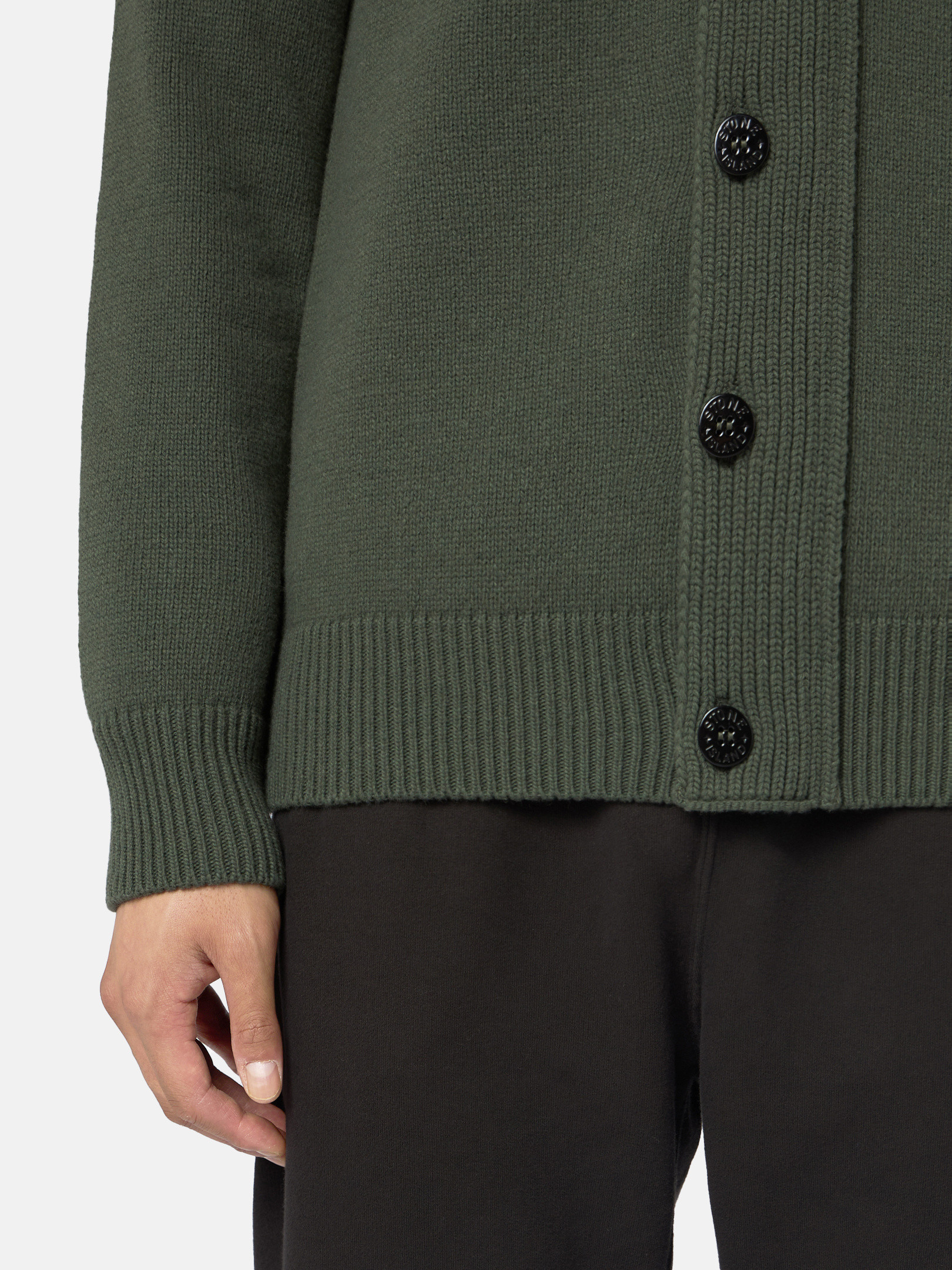 Moschusgrün 547A3 LAMBSWOOL Strickjacke mit durchgehendem 