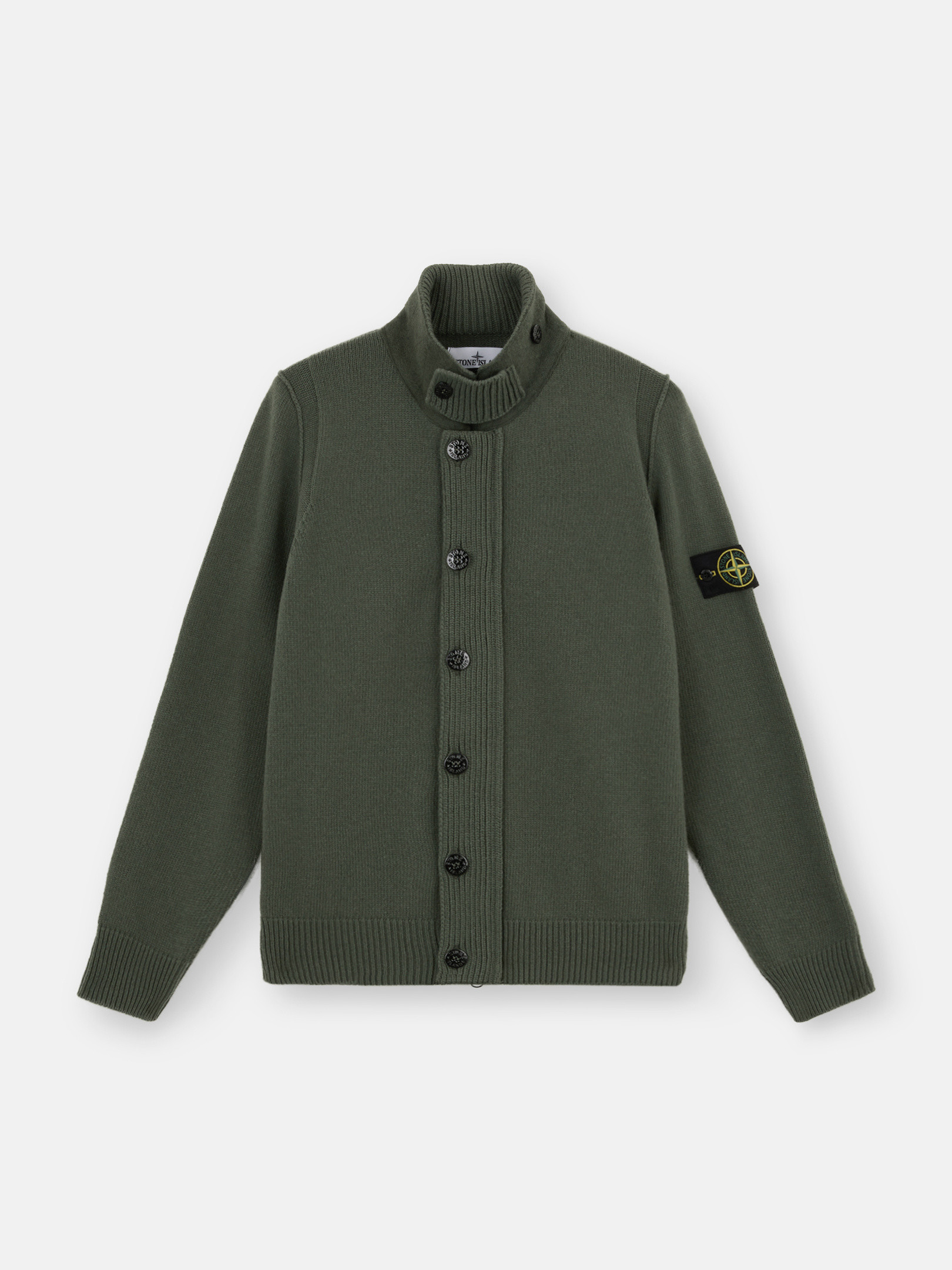 Musk Green 547A3 LAMBSWOOL Full-Zipper Cardigan with Buttons | Stone Island  US