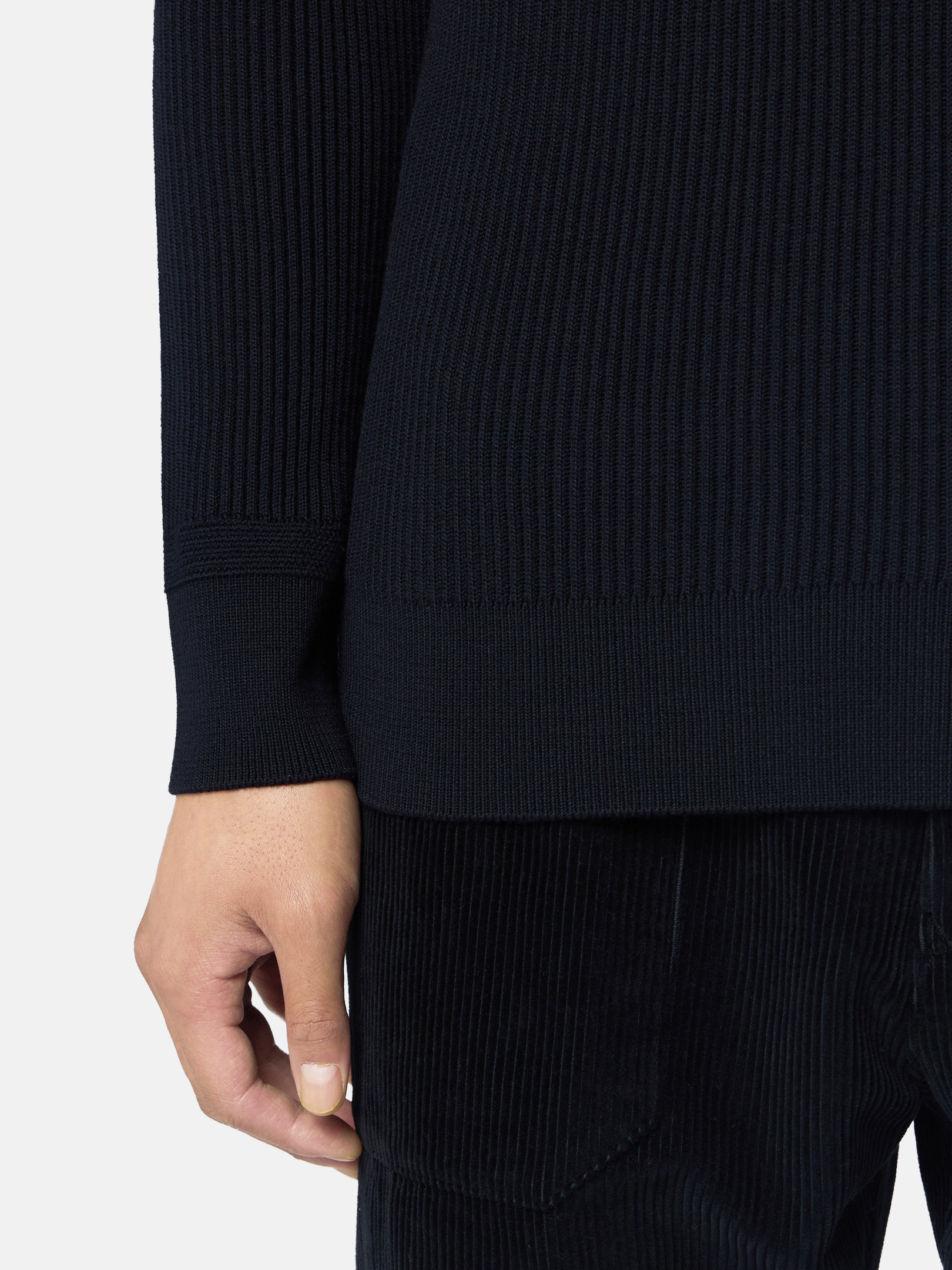 Navy Blue 552C2 FULL RIB RWS WOOL Turtleneck Sweater with