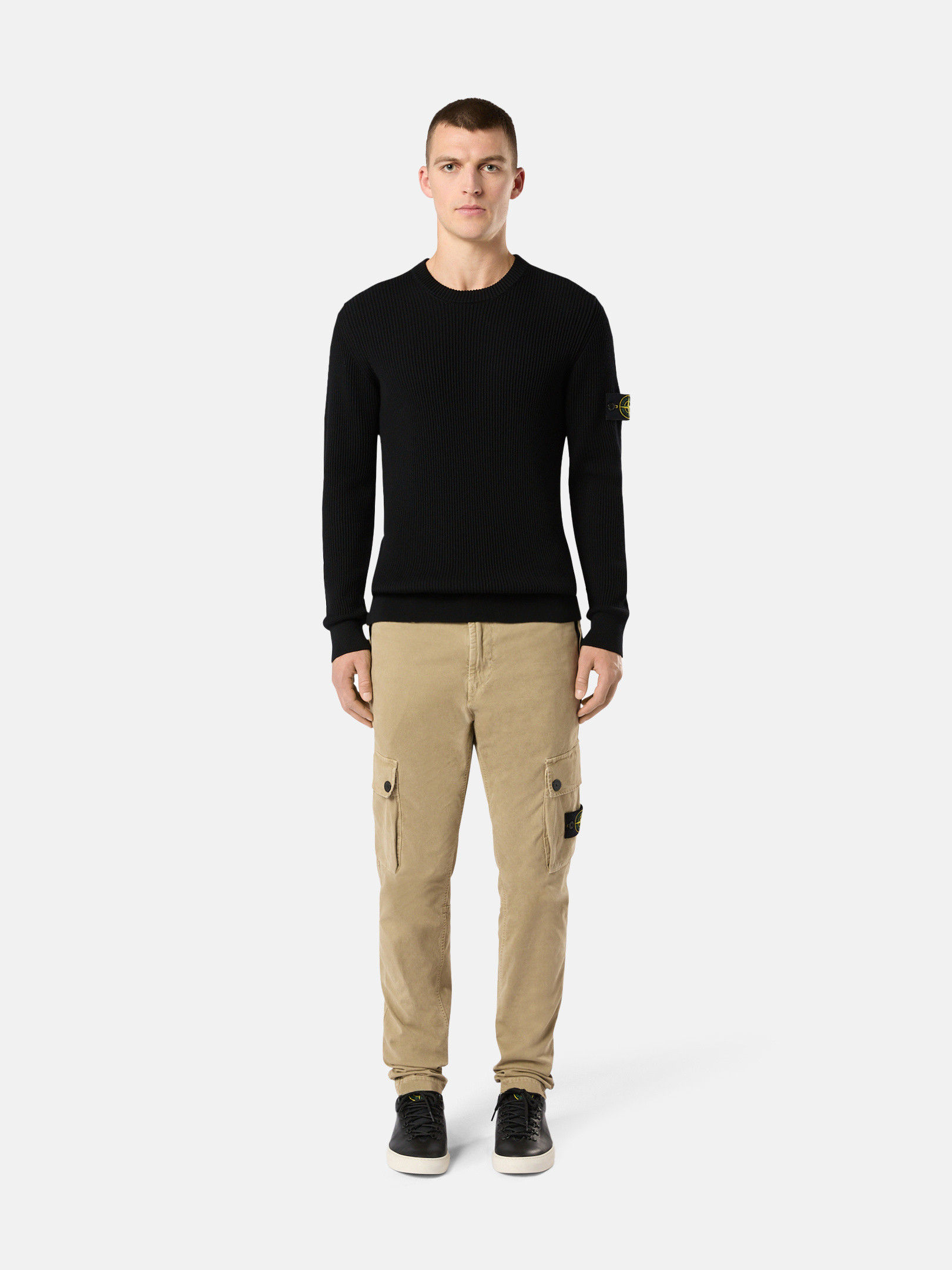 Black 553C2 FULL RIB RWS WOOL Crewneck Sweater with Band Black 553C2 FULL RIB RWS WOOL Crewneck Sweater with Band