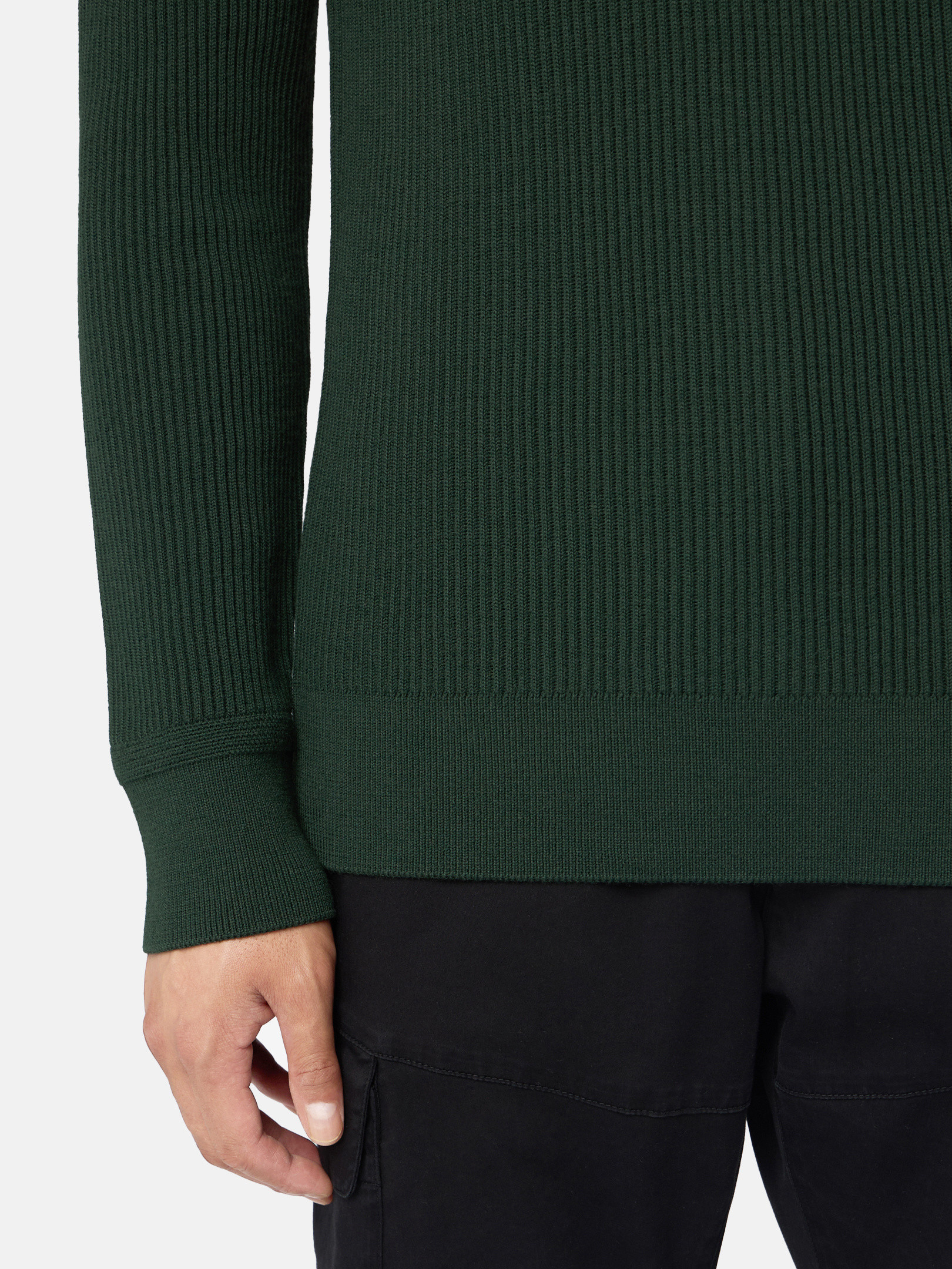 Musk Green 553C2 FULL RIB RWS WOOL Crewneck Sweater with Band 