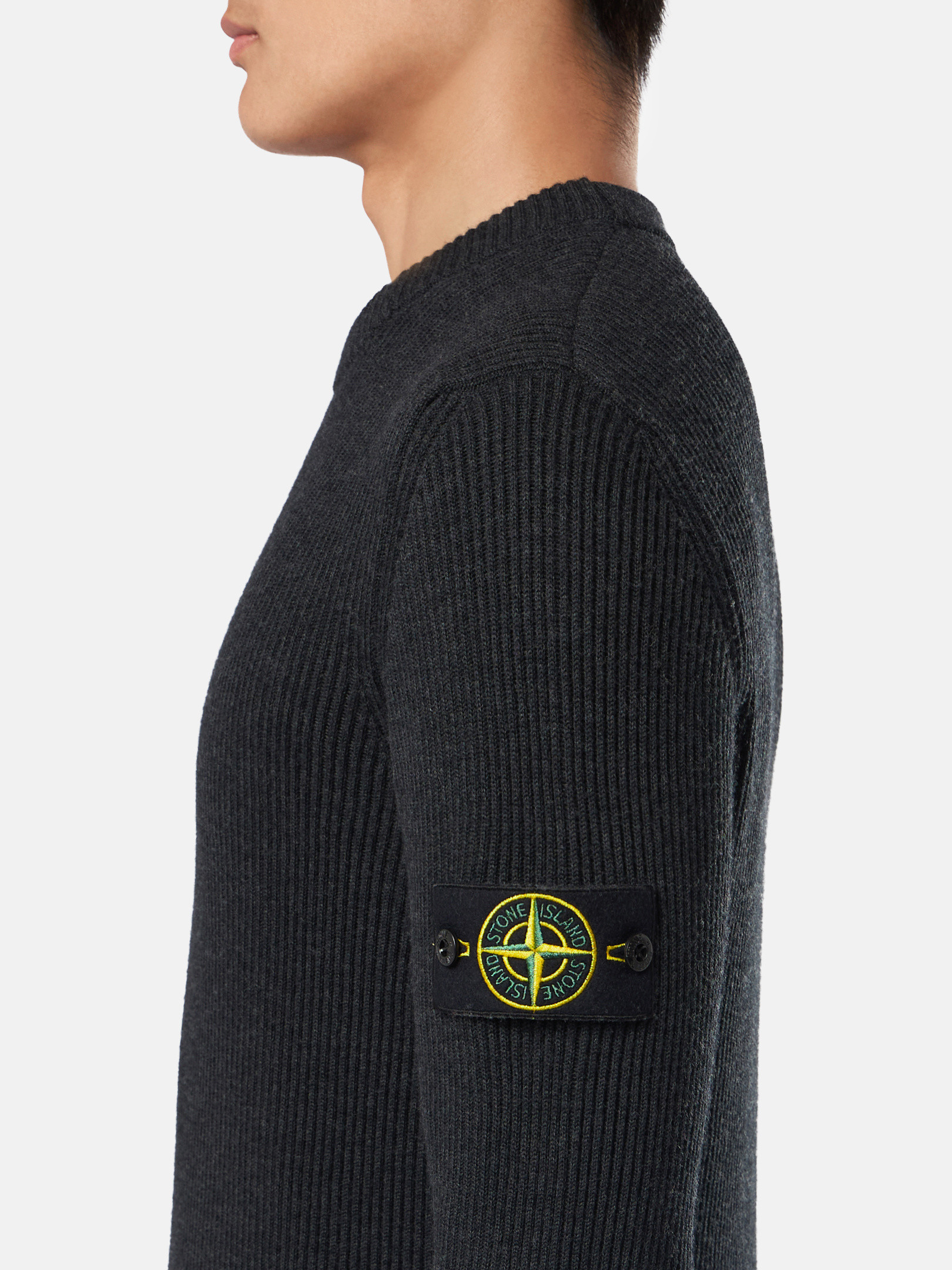 Anthrazitgrau-Melange 553C2 FULL RIB RWS WOOL Rundhalspullover mit 