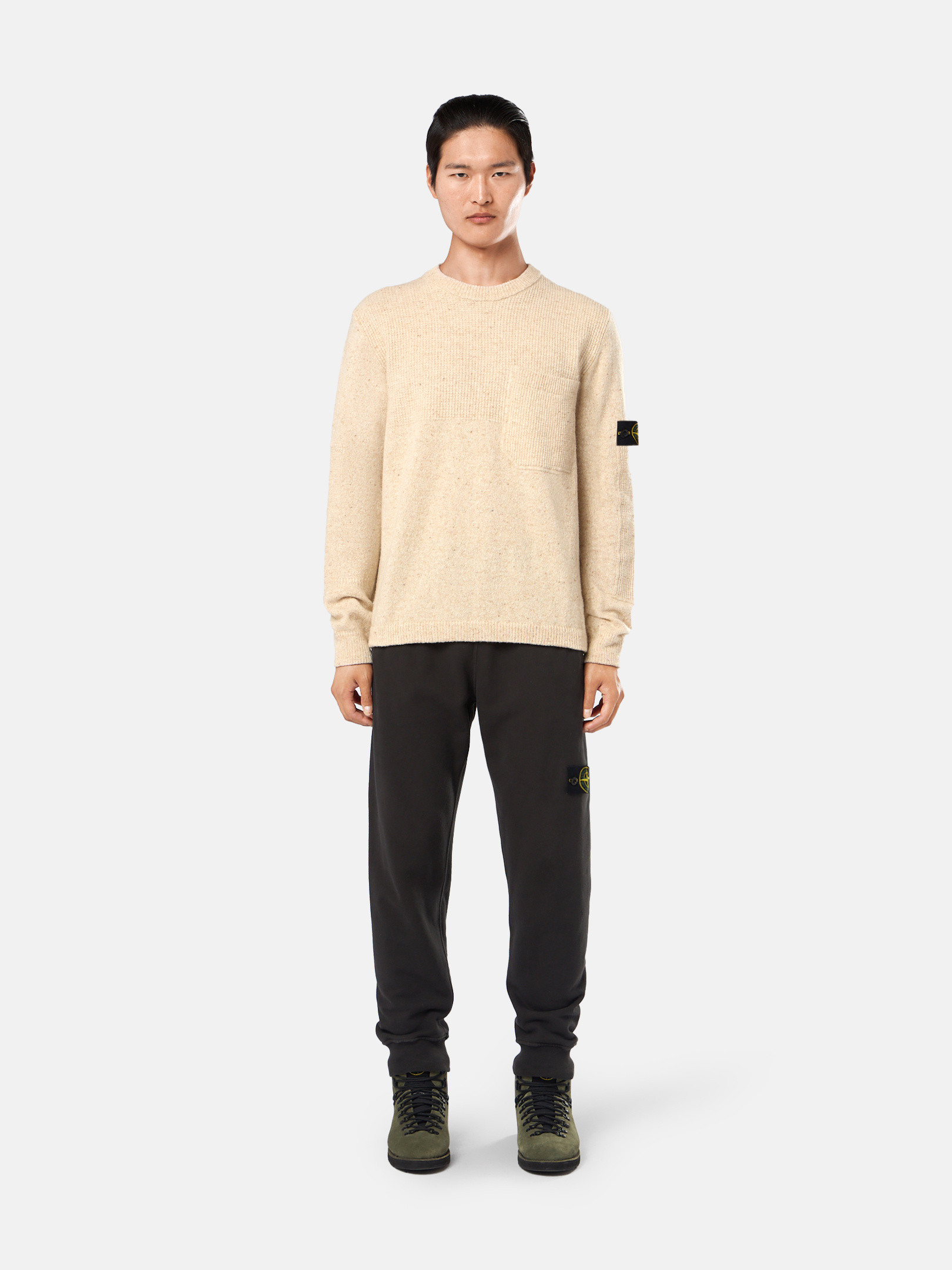 Off White 562B1 SPECKLED WOOL NYLON SILK Loose Fit Crewneck Sweater with  Pocket | Stone Island US