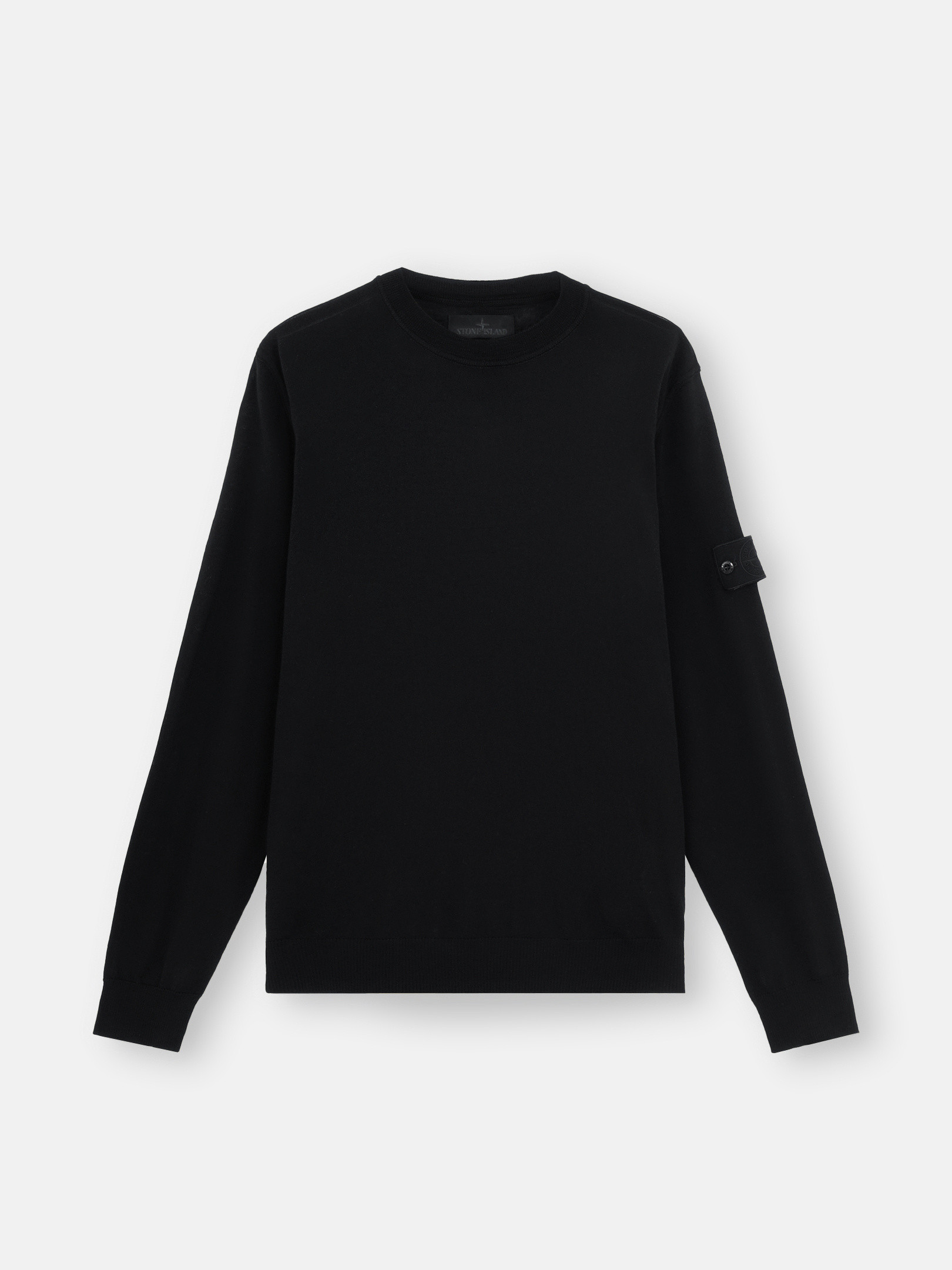 Black 566FC LIGHT PURE RWS WOOL STONE ISLAND GHOST Crewneck Jumper with Ribbed Details Stone Island GB