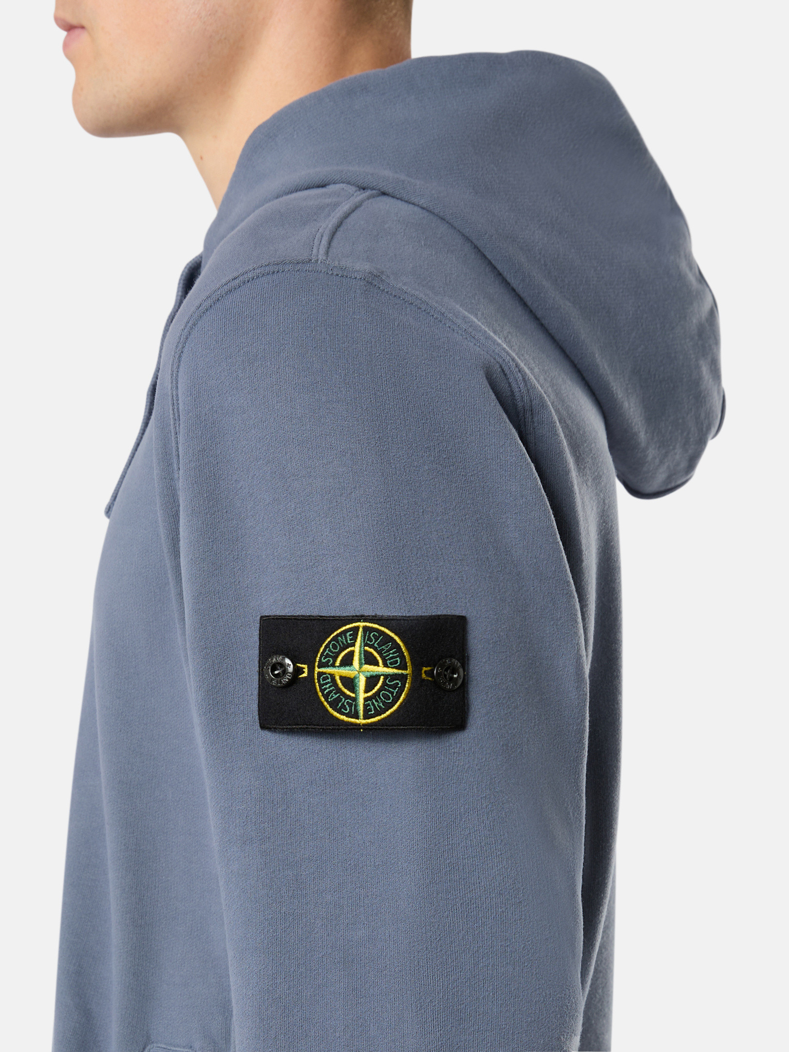 ミッドブルー 60820 BRUSHED ORGANIC COTTON FLEECE フーディ