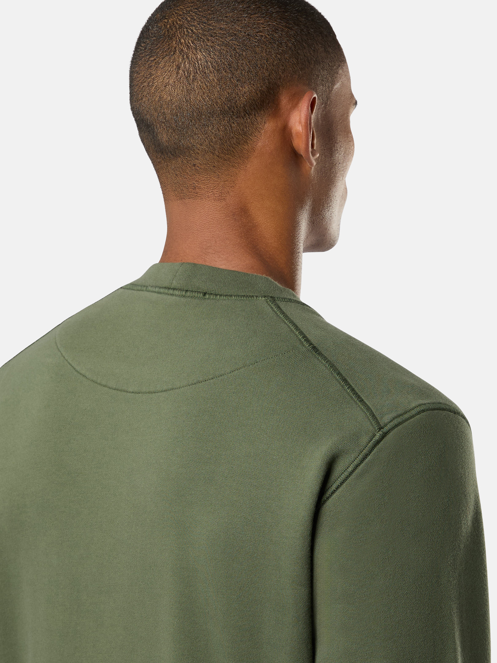 Moschusgrün 63051 COTTON FLEECE Rundhalssweatshirt mit gerippten 