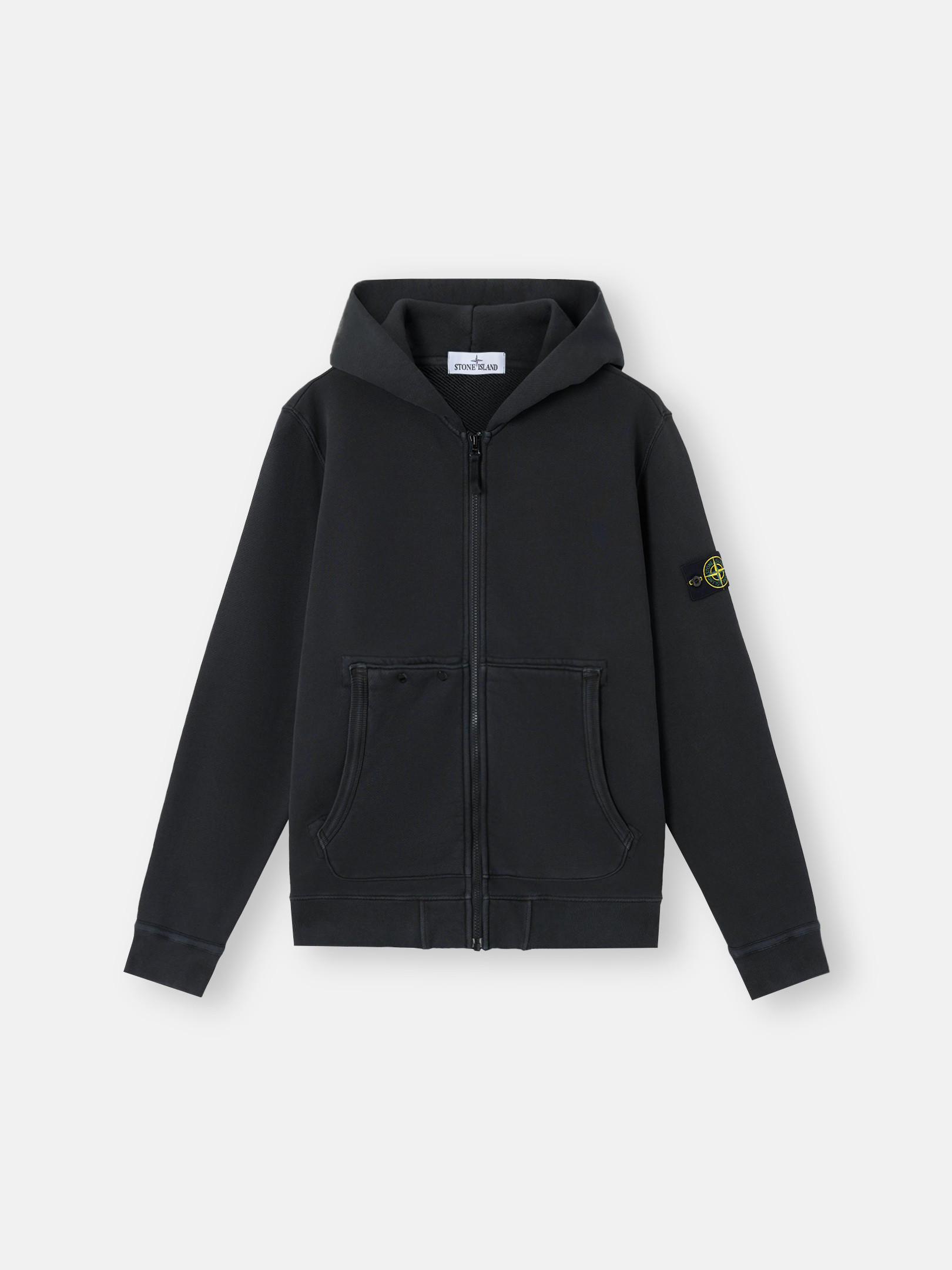 Stone island black hoodie zip online