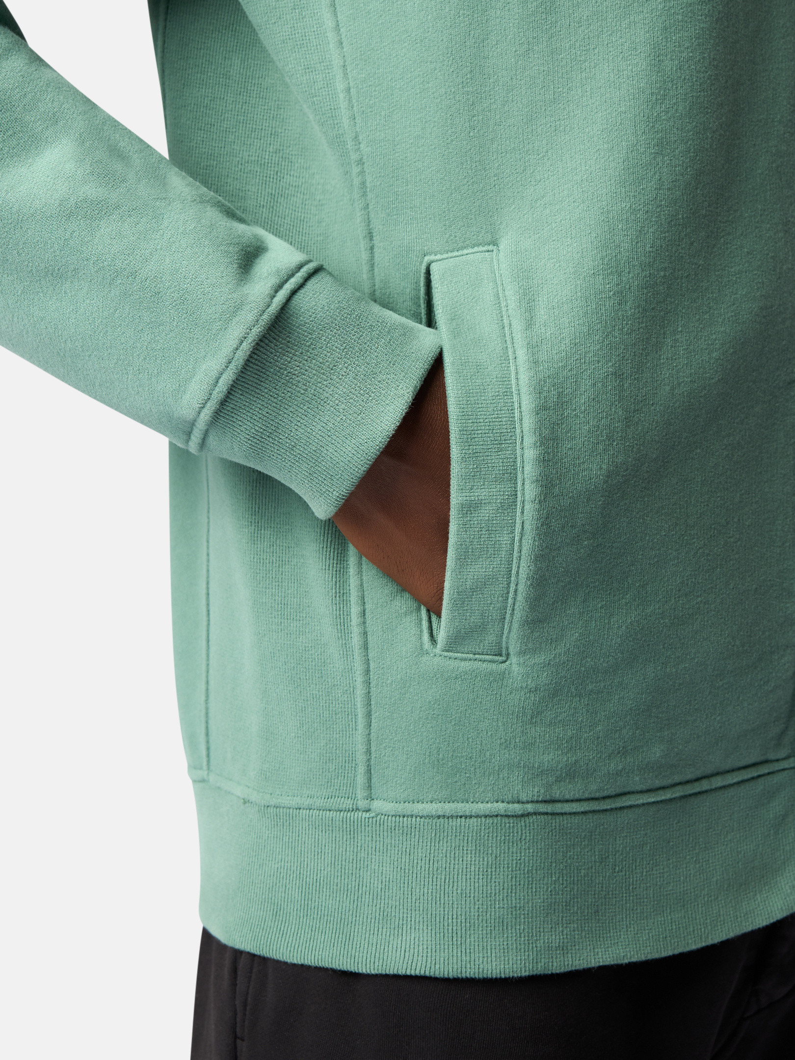 Sage Green 63520 BRUSHED ORGANIC COTTON FLEECE Hooded Full