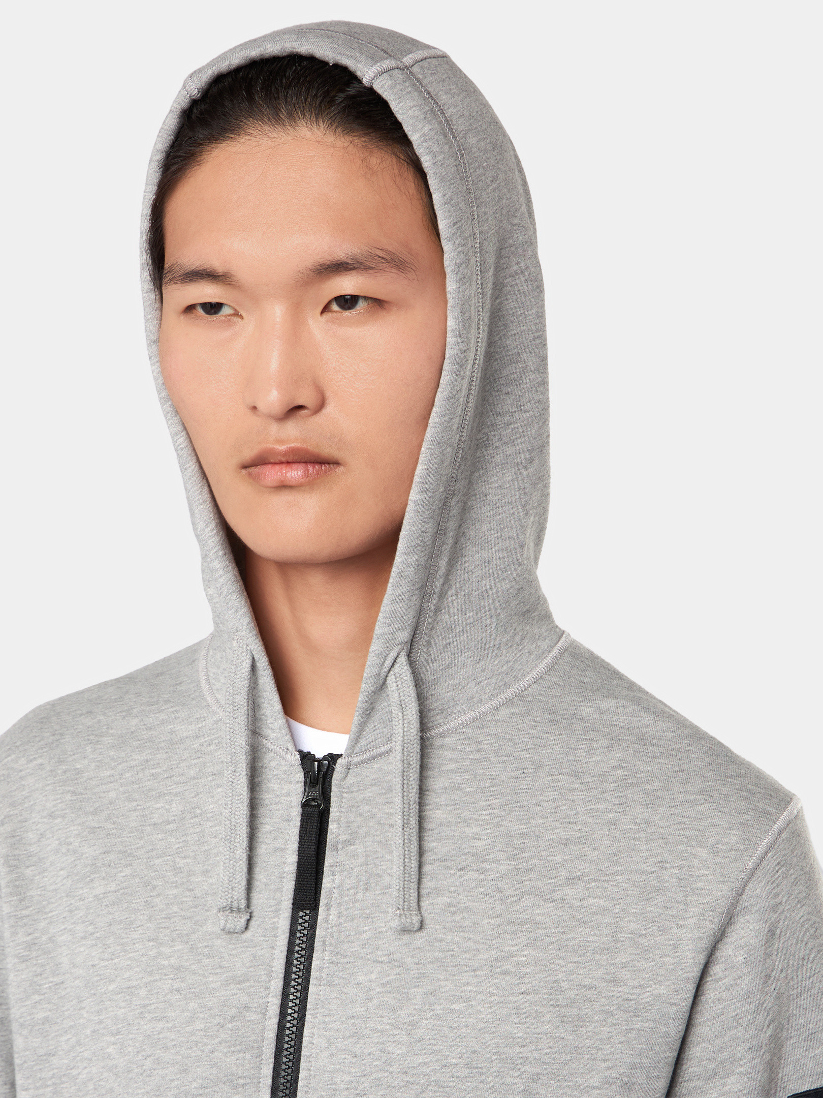 Dust Melange 64251 COTTON FLEECE Hooded Full Zipper
