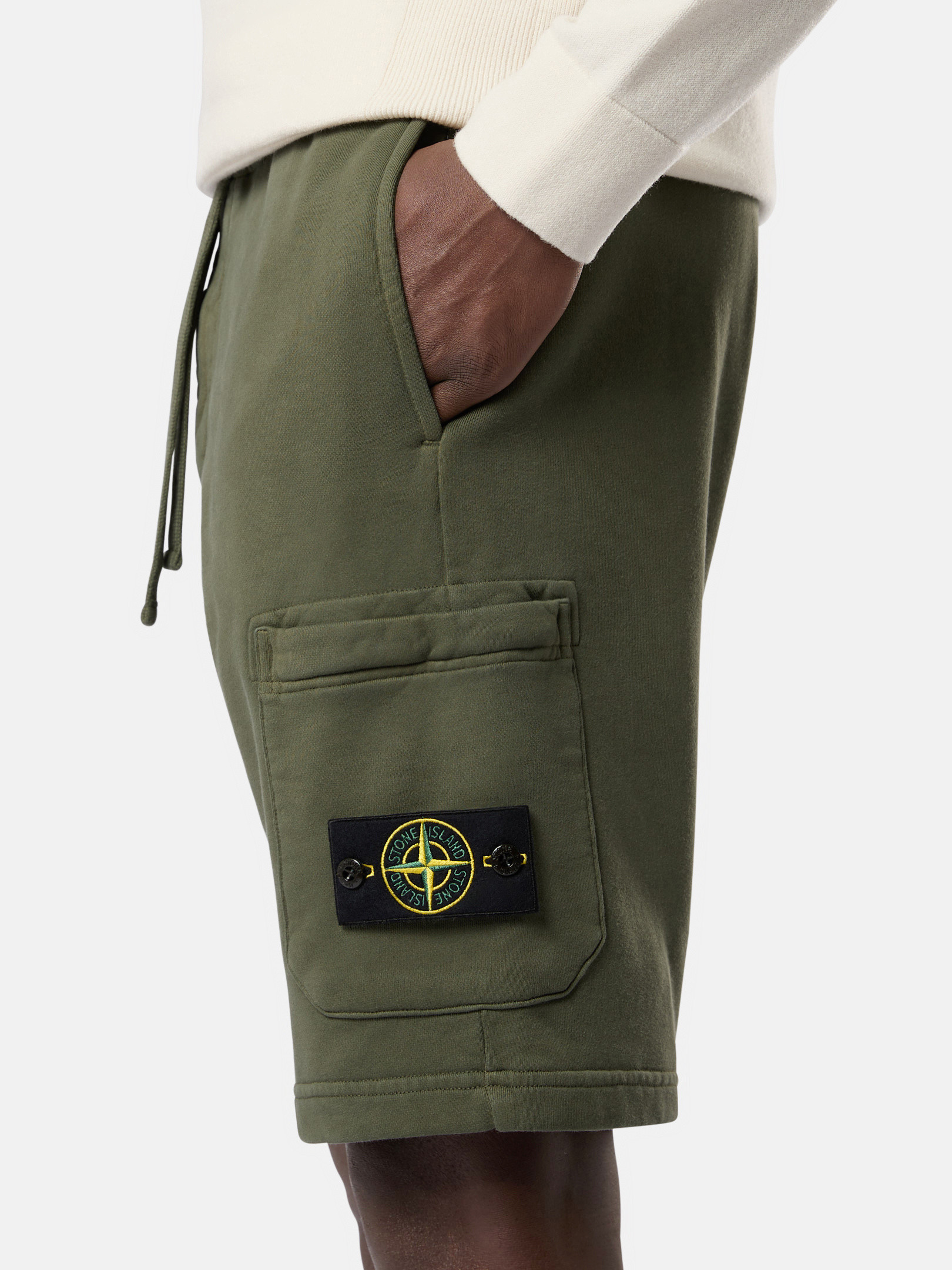 Musk Green 64651 COTTON FLEECE Cargo Bermuda Shorts with Pockets 