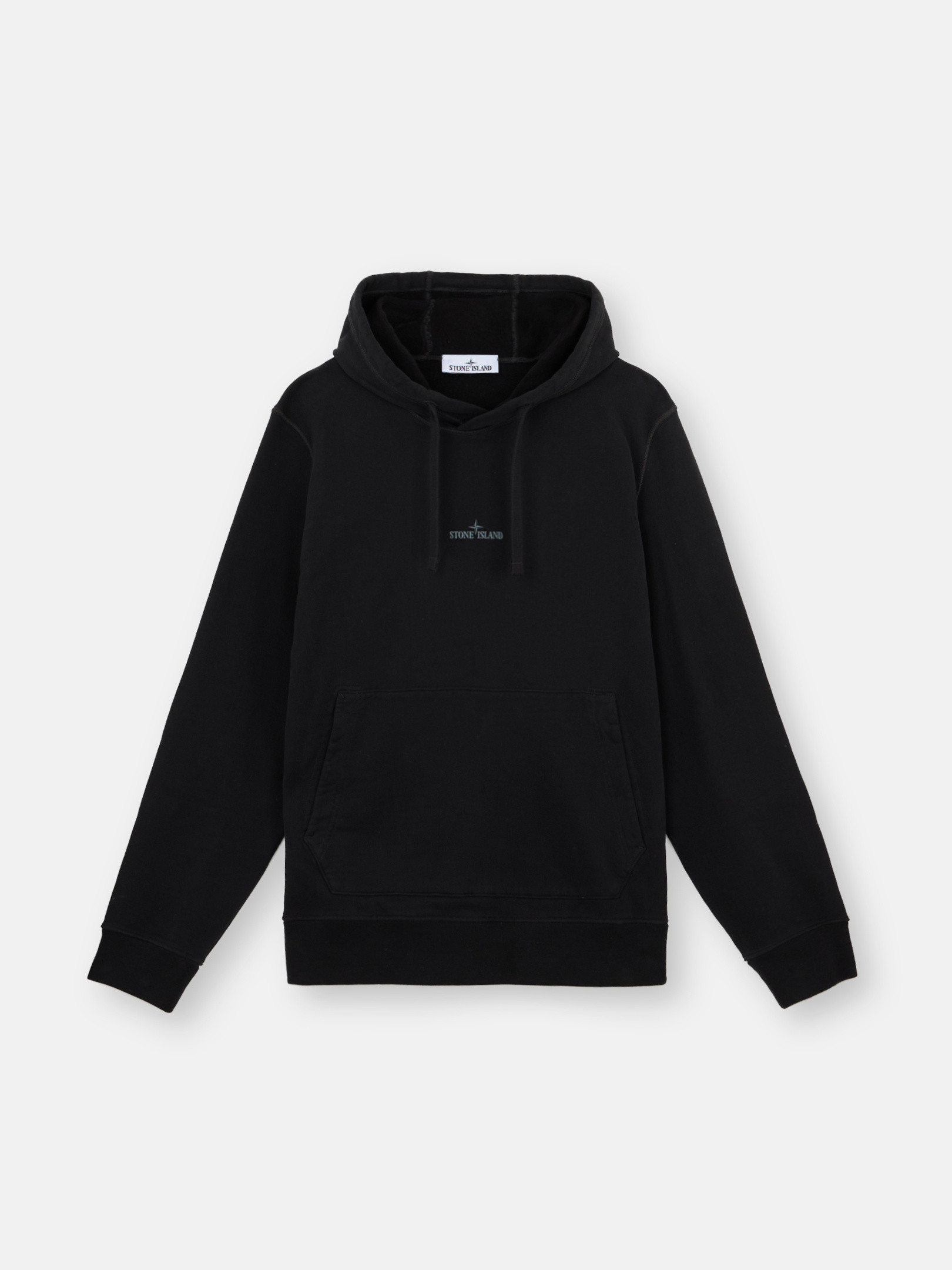 Black 66488 BRUSHED ORGANIC COTTON FLEECE Sweatshirt with Optical Three Embroidery Stone Island GB