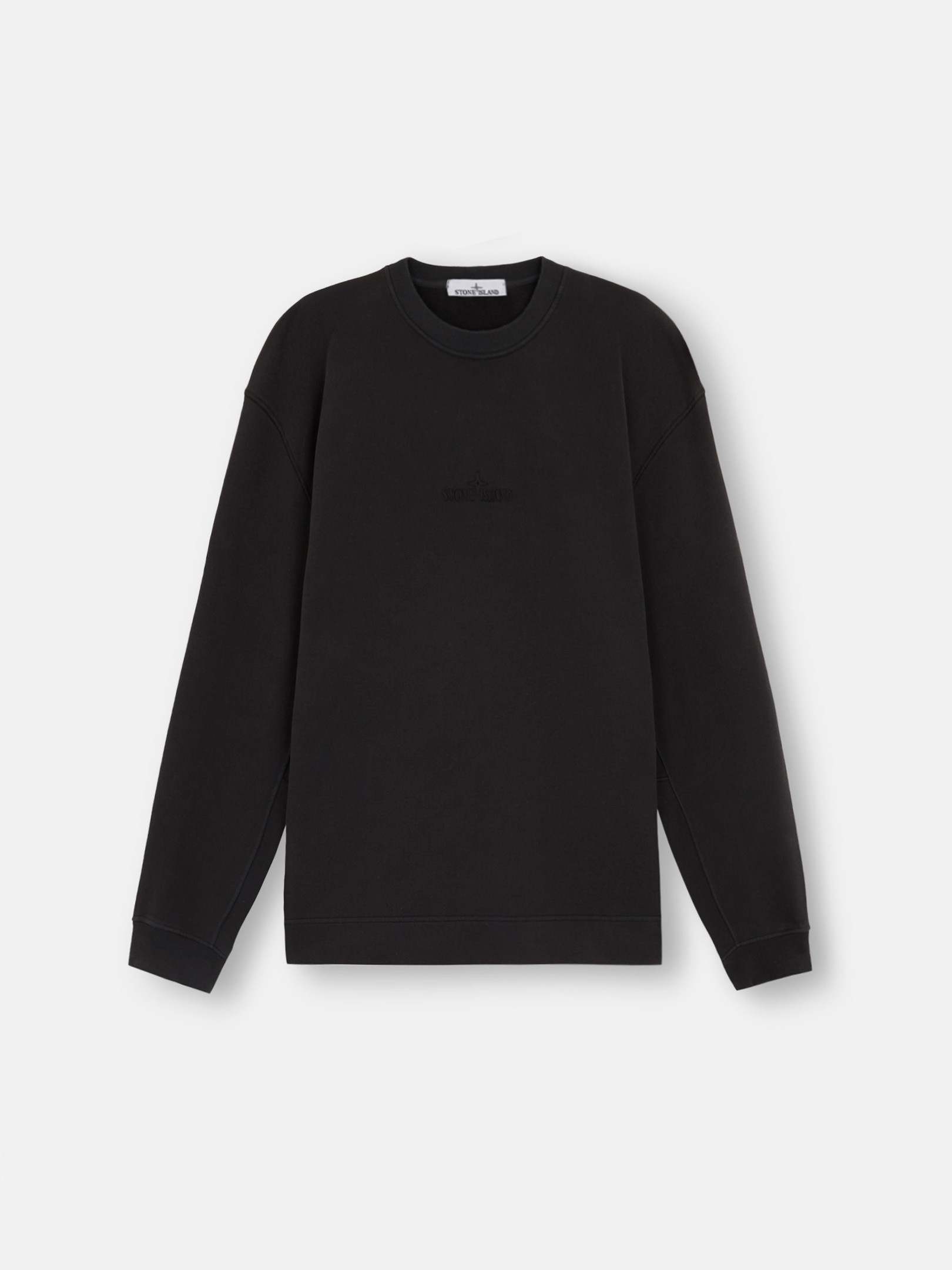 Black 66720 BRUSHED ORGANIC COTTON FLEECE Oversized Fit Crewneck Sweatshirt Stone Island GB