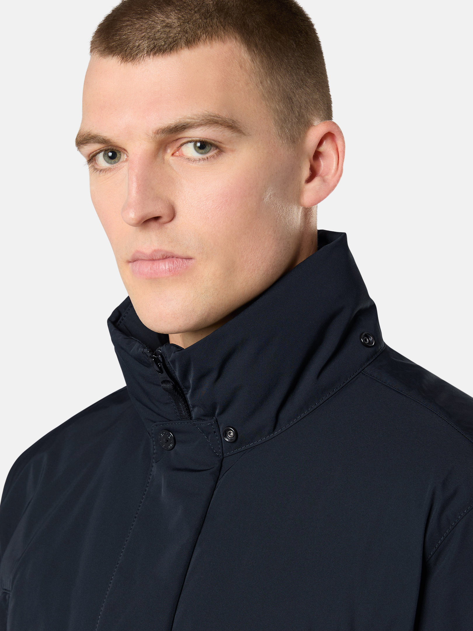 Navy Blue 70726 POLYESTER MICRO TWILL Long Down Parka with Anti  