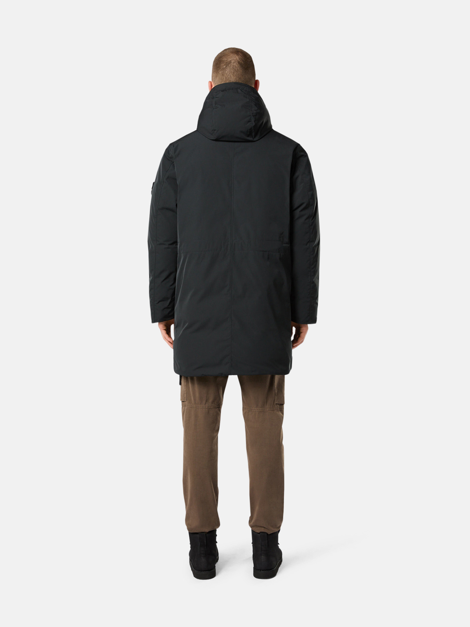 Black 70726 POLYESTER MICRO TWILL Long Down Parka with Anti Drop Stone Island NL