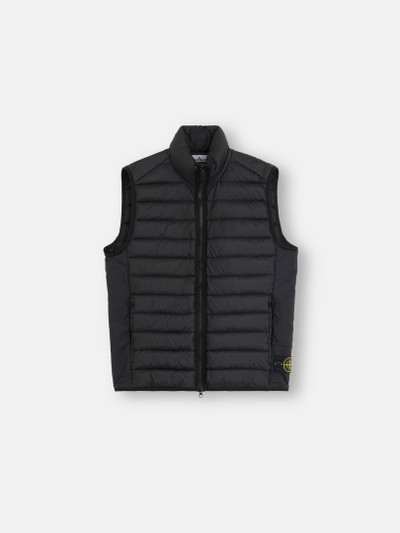 Black G0724 RECYCLED NYLON DOWN TC Light Down Zipper Vest with Anti Drop Stone Island US