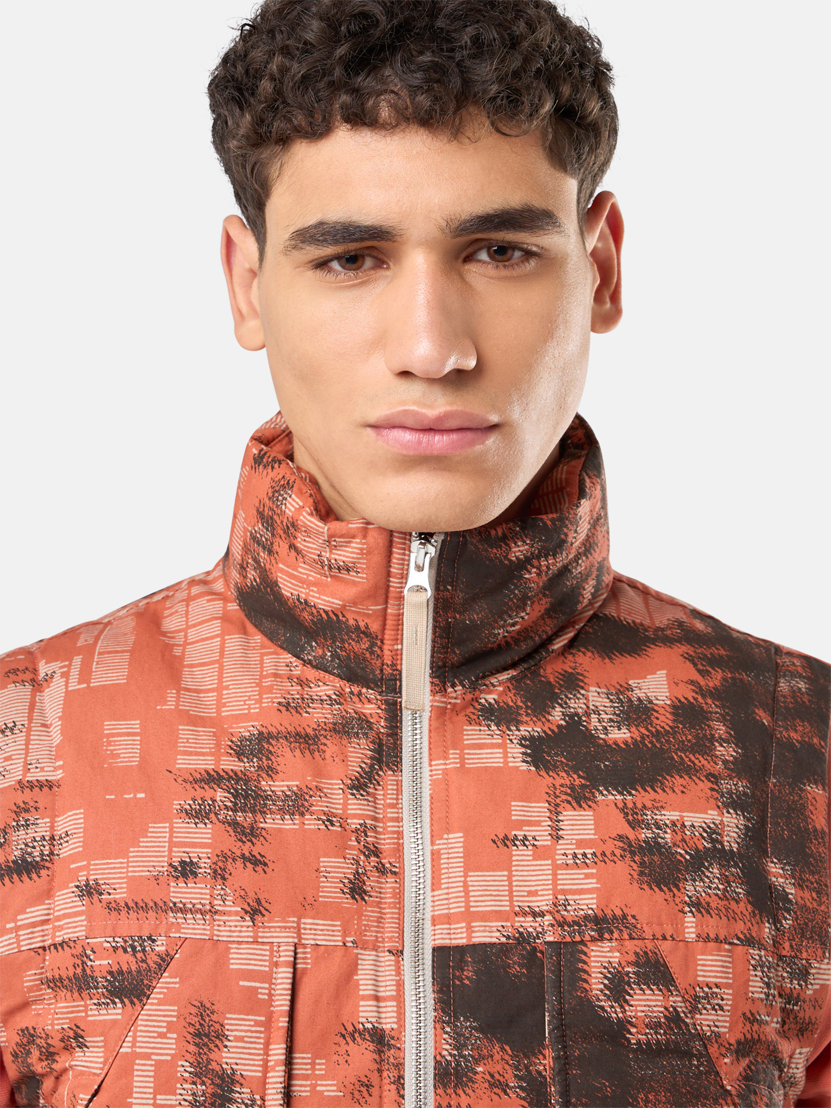 Stone Island Junior Jungle Camo Ripstop Cotton Washed Jacket in Orange