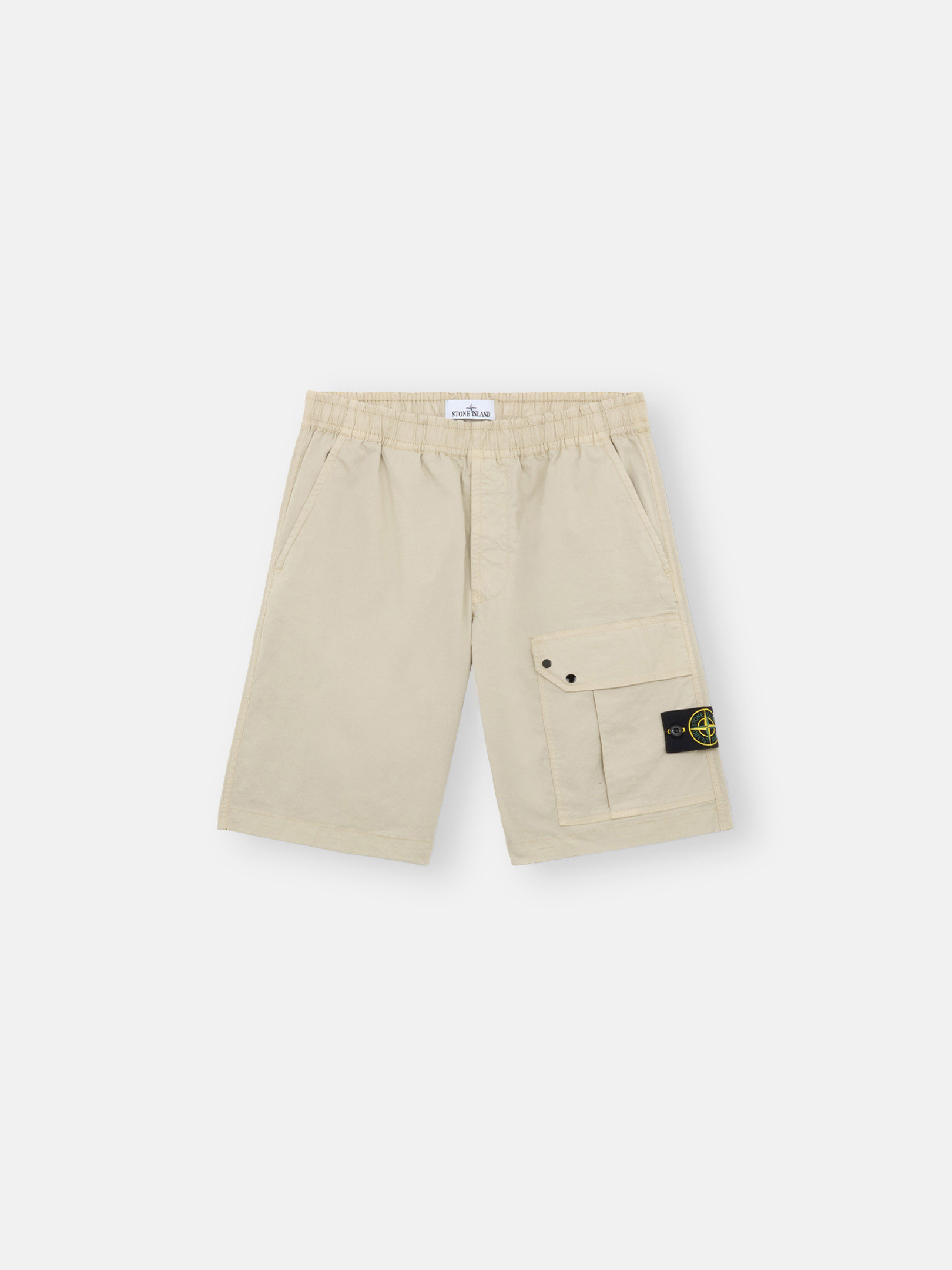 Off White L0110 SUPIMA COTTON TWILL STRETCH TC Cargo Bermuda Shorts with Drawstring Stone Island GB