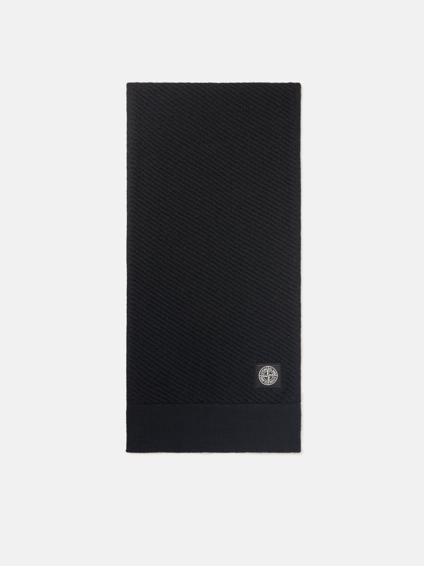 ブラック N05B5 RWS GEELONG WOOL マフラー ロゴパッチ付き ブラック N05B5 RWS GEELONG WOOL マフラー ロゴパッチ付き