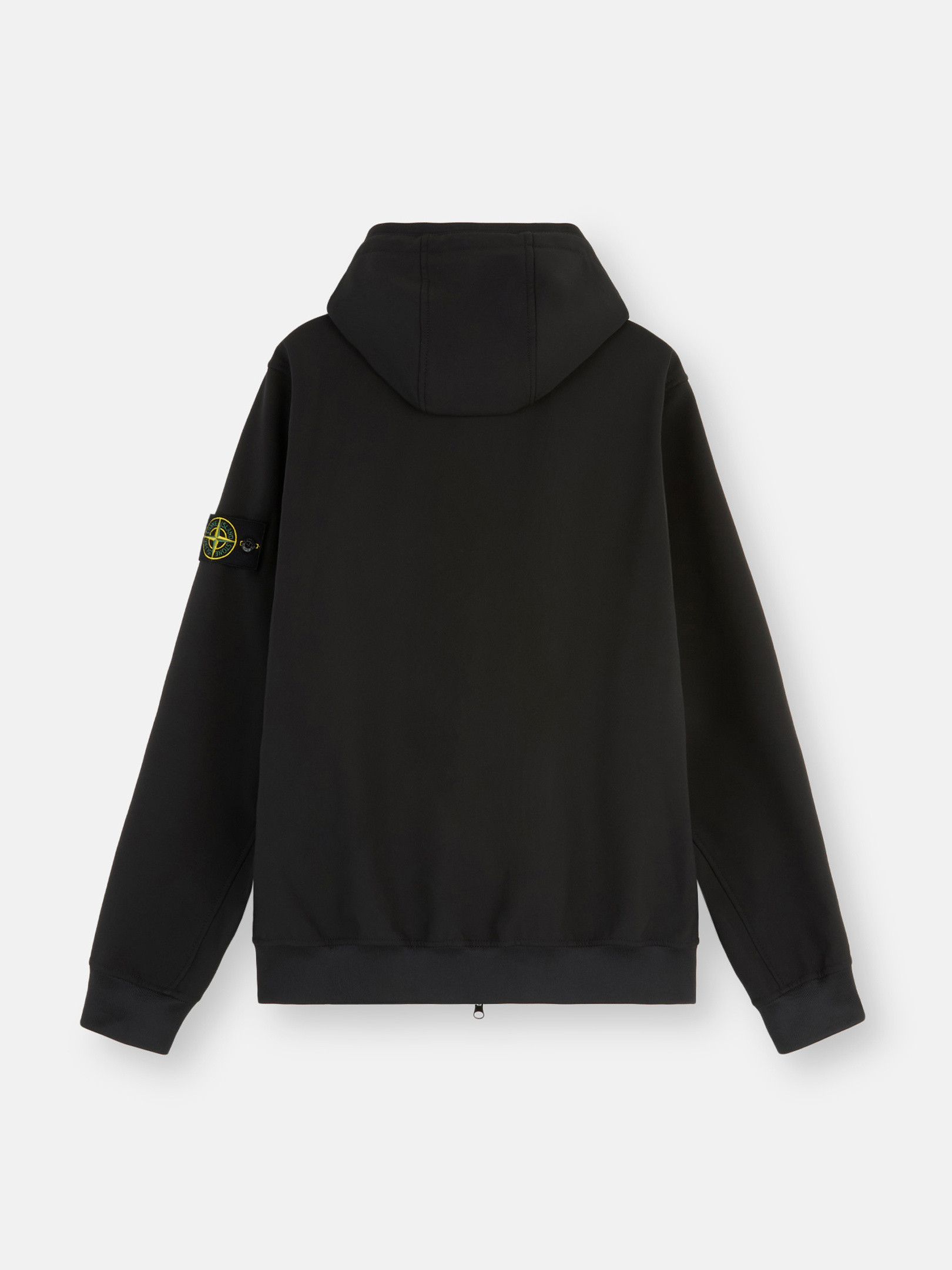 Stone island black soft shell hooded jacket sale