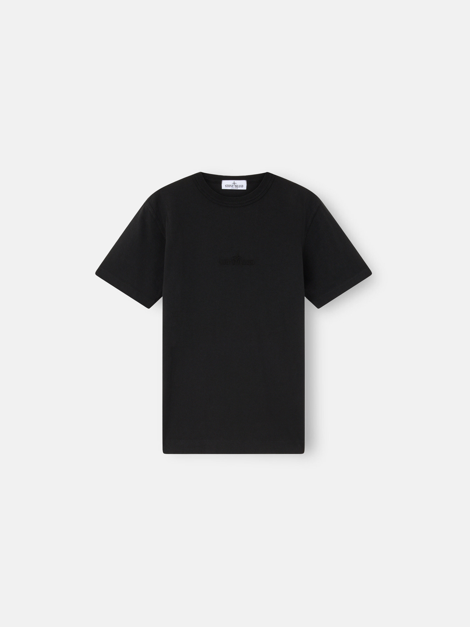 Black 20250 COTTON JERSEY Short Sleeve T Shirt with Logo Embroidery Stone Island GB