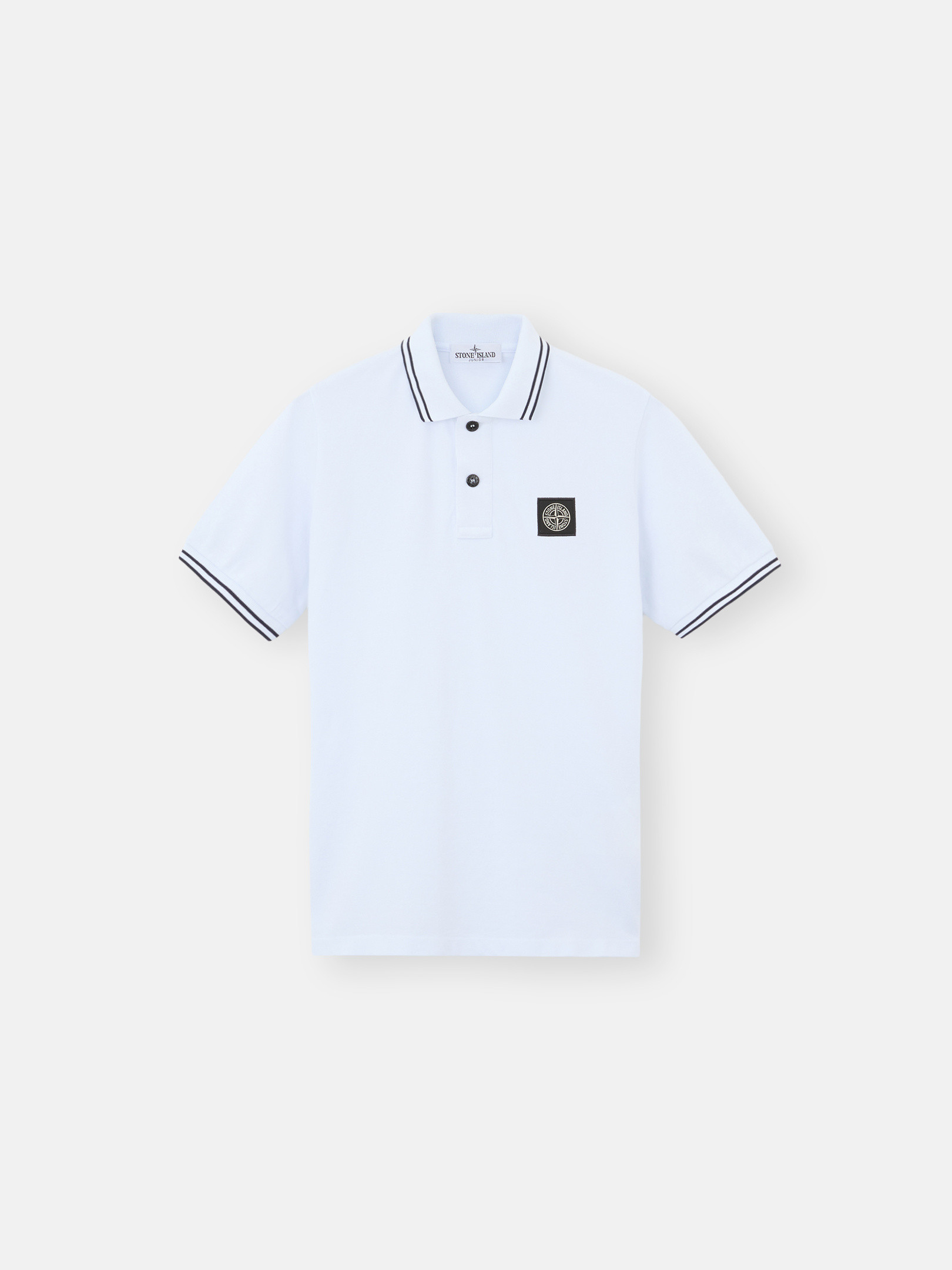 White 21348 ORGANIC STRETCH COTTON PIQUE Short Sleeve Polo Shirt with Pinstripe Details Stone Island NL